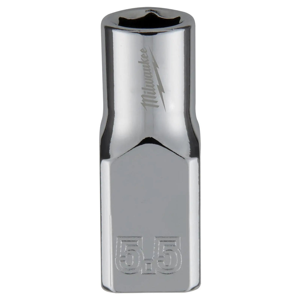Milwaukee Chrome Socket 1/4" Drive Four Flat Sides Metric Standard 4-15mm Individual  White Rose Tools