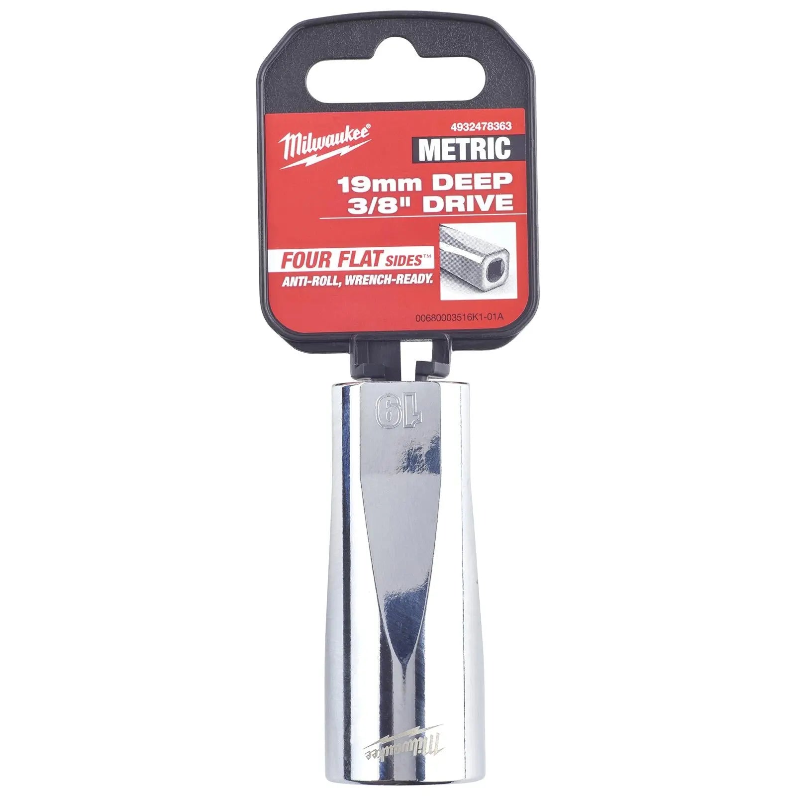 Milwaukee Chrome Socket 3/8" Drive Four Flat Sides Metric Deep 6-24mm Individual - Choose Size  White Rose Tools