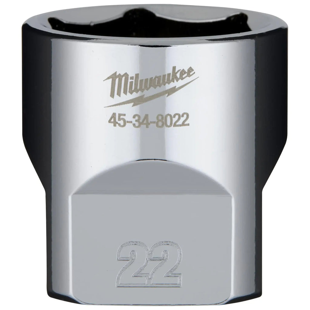 Milwaukee Chrome Socket 3/8" Drive Four Flat Sides Metric Standard 6-24mm Individual  White Rose Tools
