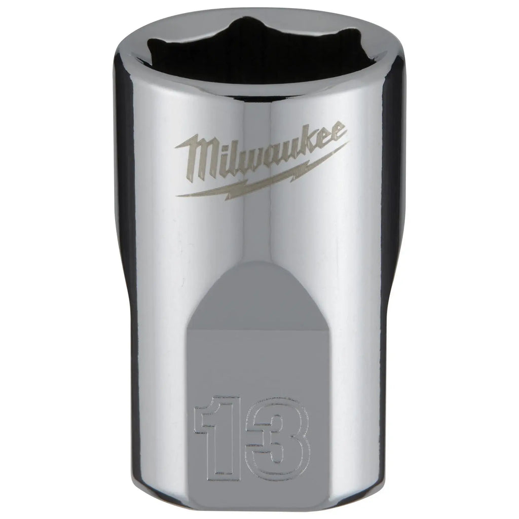 Milwaukee Chrome Socket 3/8" Drive Four Flat Sides Metric Standard 6-24mm Individual  White Rose Tools