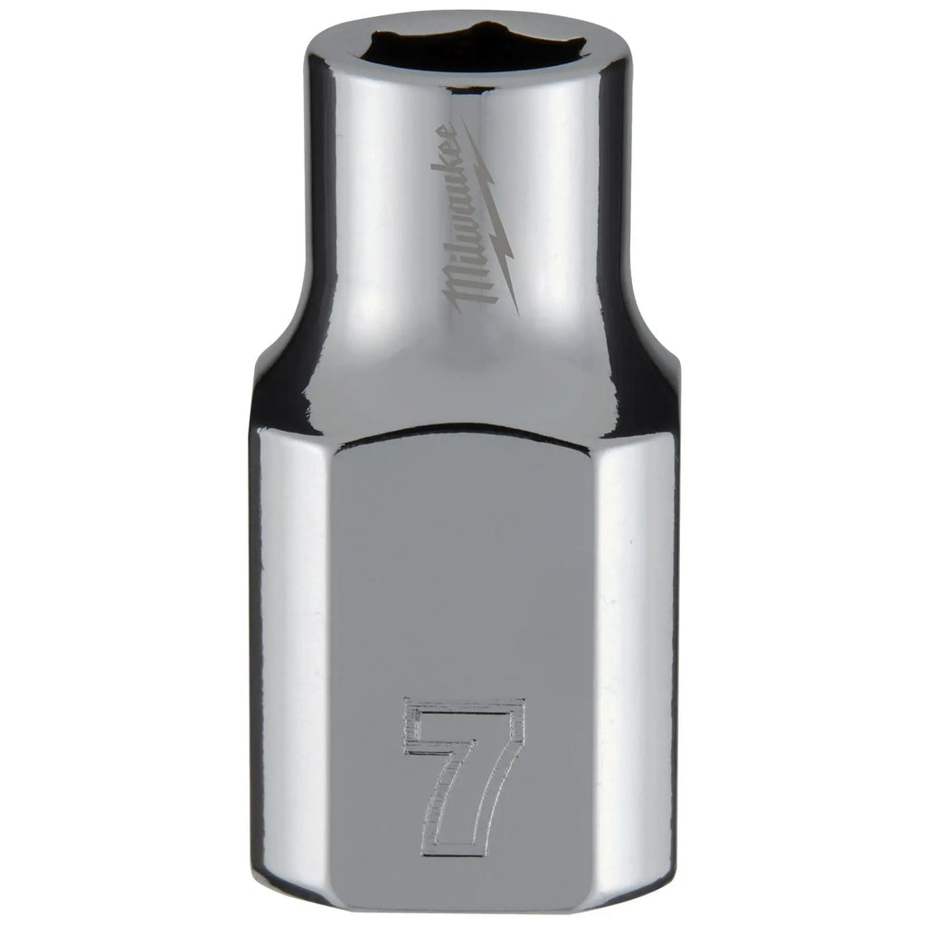 Milwaukee Chrome Socket 3/8" Drive Four Flat Sides Metric Standard 6-24mm Individual  White Rose Tools