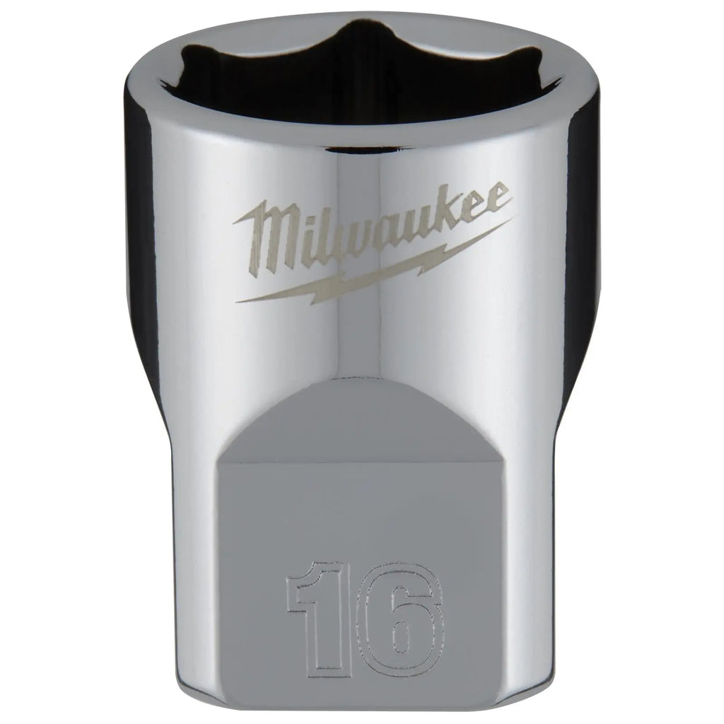 Milwaukee Chrome Socket 3/8" Drive Four Flat Sides Metric Standard 6-24mm Individual  White Rose Tools