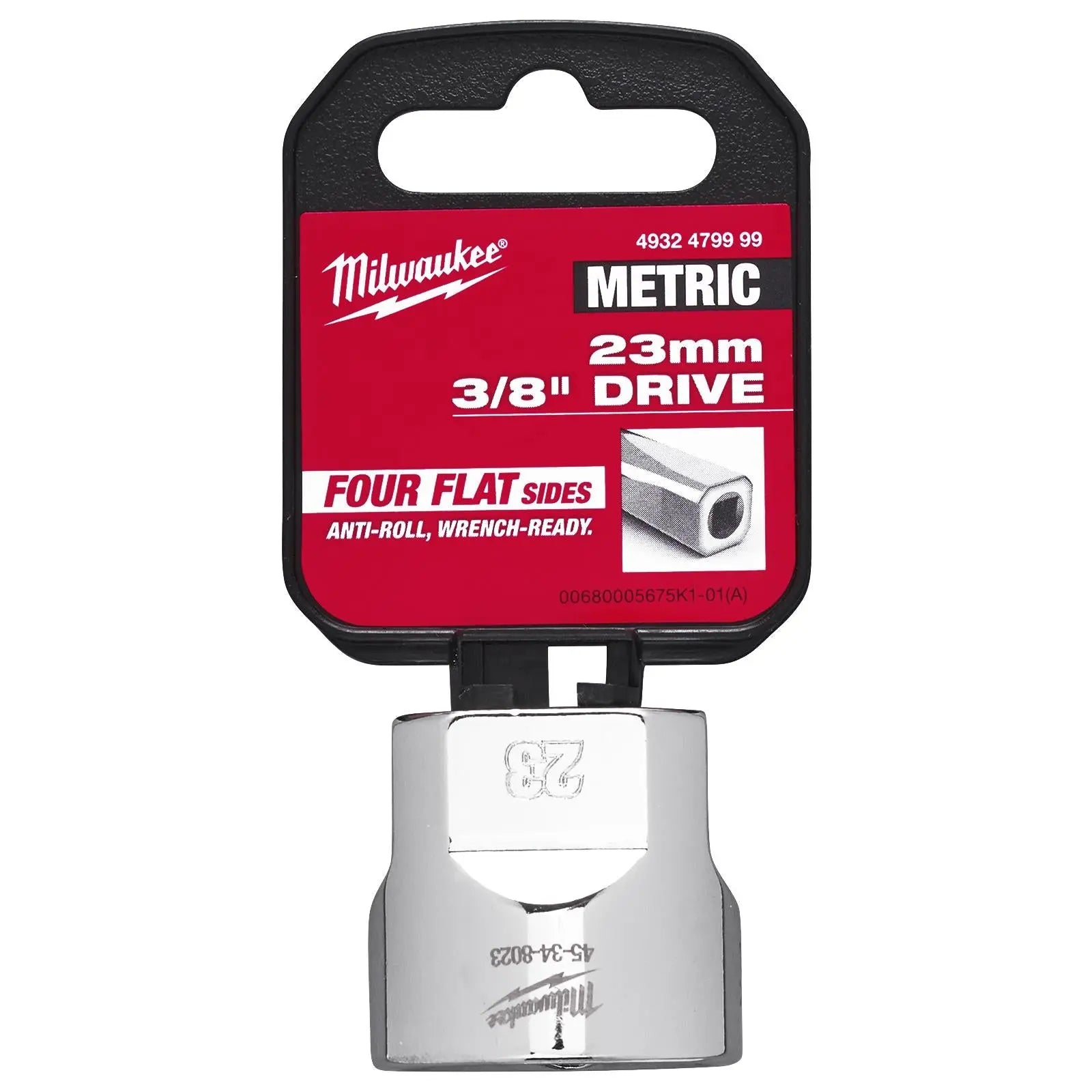 Milwaukee Chrome Socket 3/8" Drive Four Flat Sides Metric Standard 6-24mm Individual  White Rose Tools