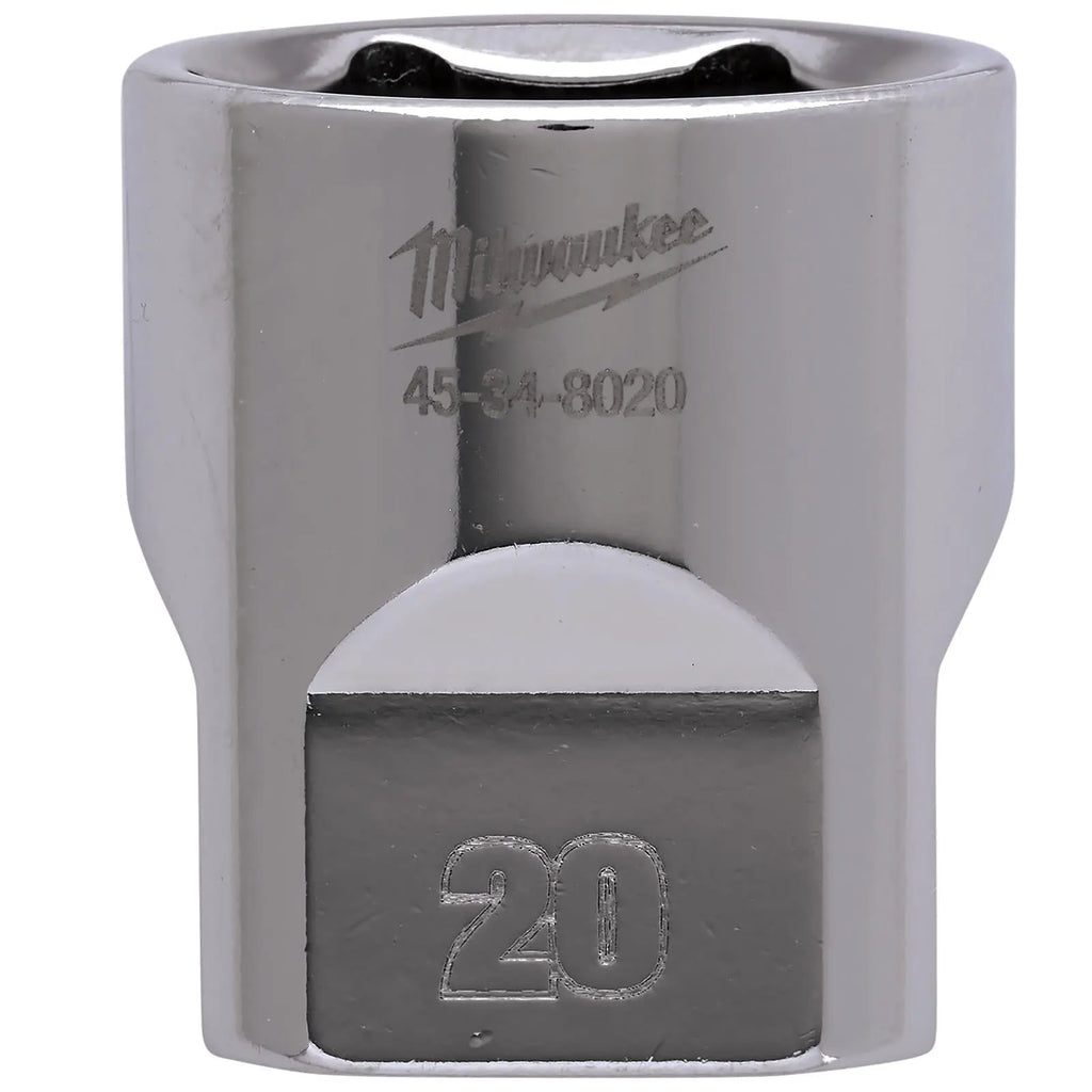 Milwaukee Chrome Socket 3/8" Drive Four Flat Sides Metric Standard 6-24mm Individual  White Rose Tools