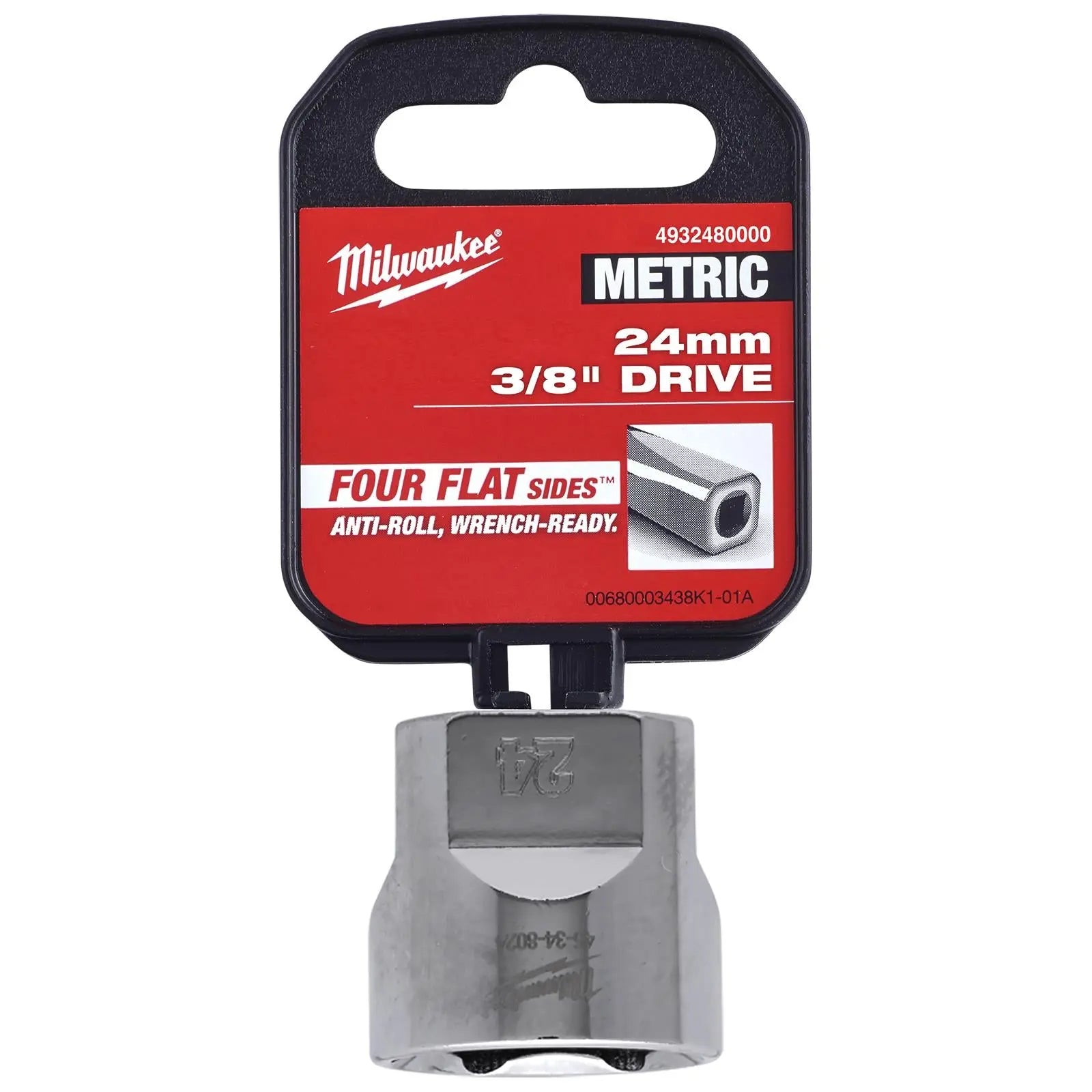 Milwaukee Chrome Socket 3/8" Drive Four Flat Sides Metric Standard 6-24mm Individual  White Rose Tools