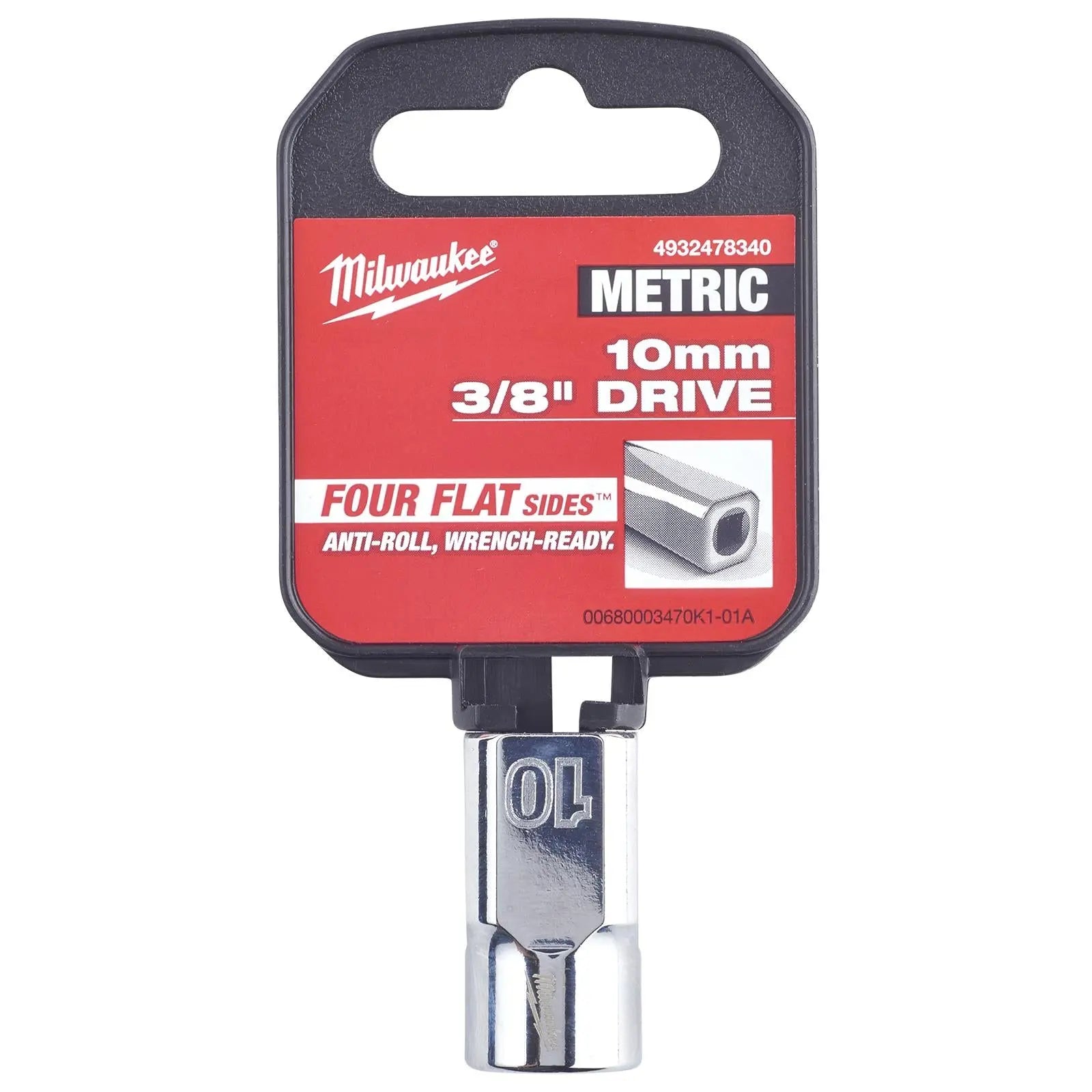 Milwaukee Chrome Socket 3/8" Drive Four Flat Sides Metric Standard 6-24mm Individual  White Rose Tools