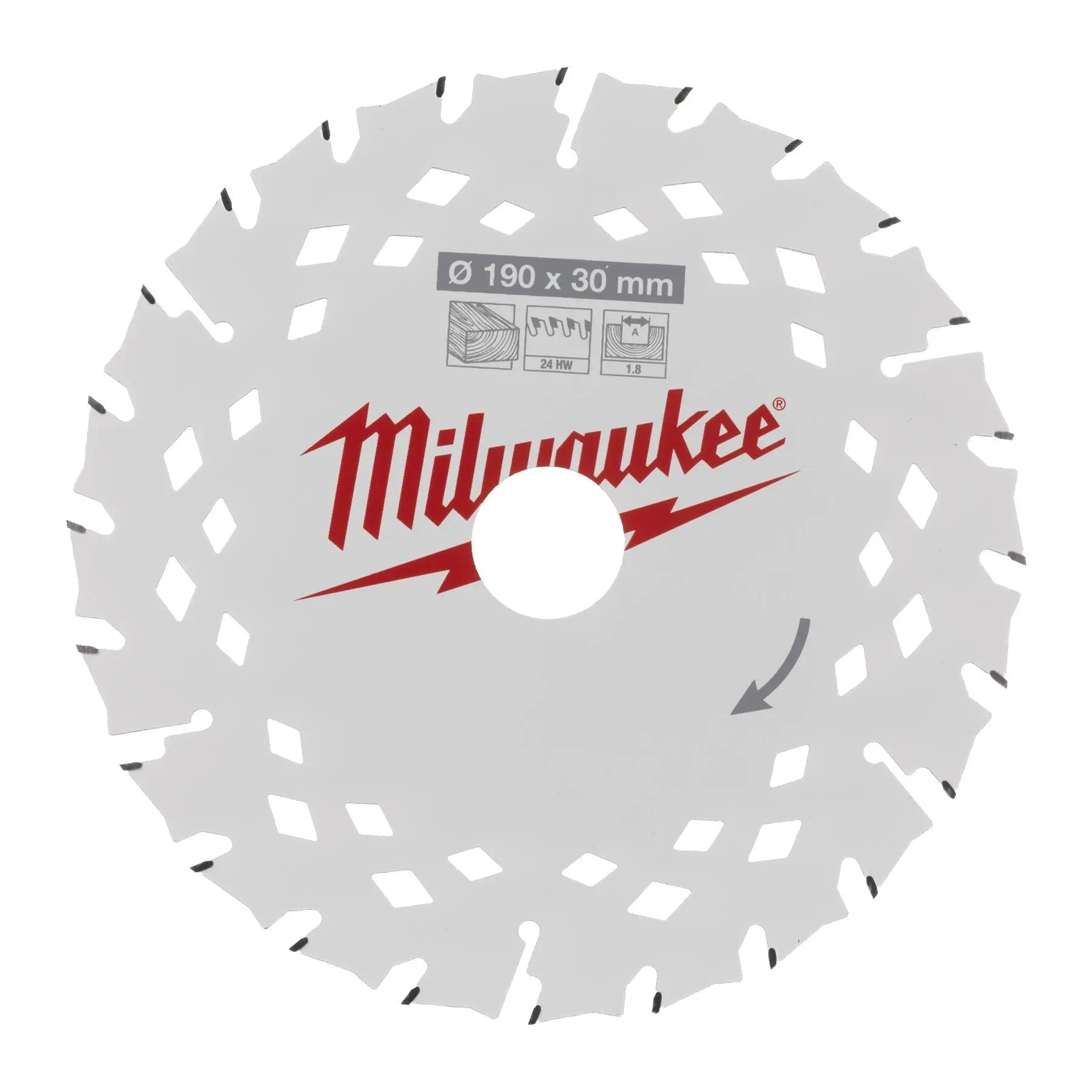 Milwaukee Circular Saw Blade for Wood 190mm x 30mm x 1.8mm x 24 ATB  White Rose Tools