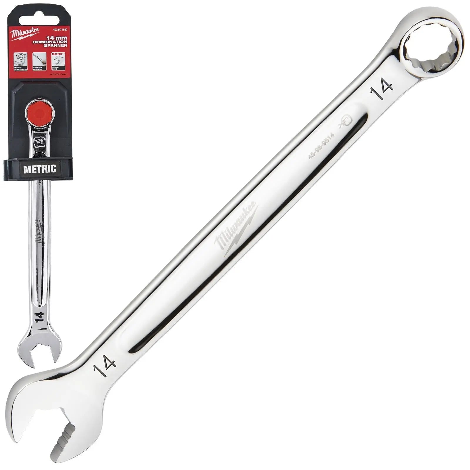 Milwaukee Combination Spanner MAX BITE Open End Ring Spanners - Choose Size  White Rose Tools