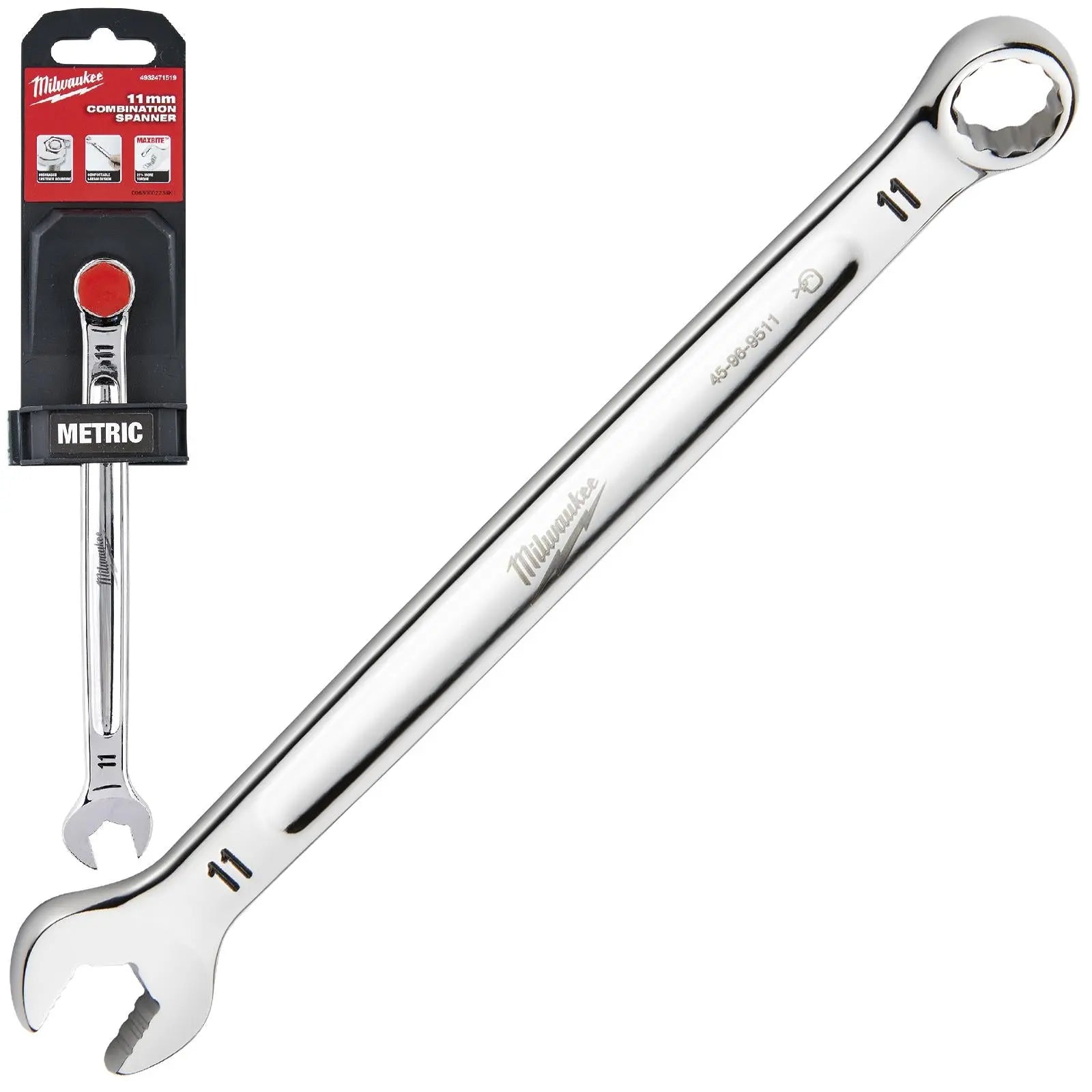 Milwaukee Combination Spanner MAX BITE Open End Ring Spanners - Choose Size  White Rose Tools