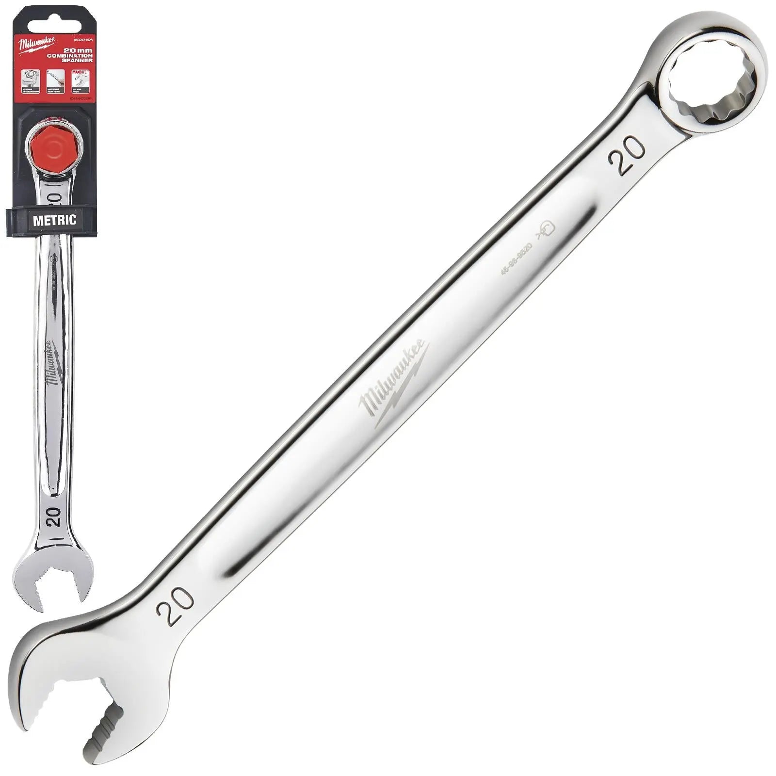 Milwaukee Combination Spanner MAX BITE Open End Ring Spanners - Choose Size  White Rose Tools
