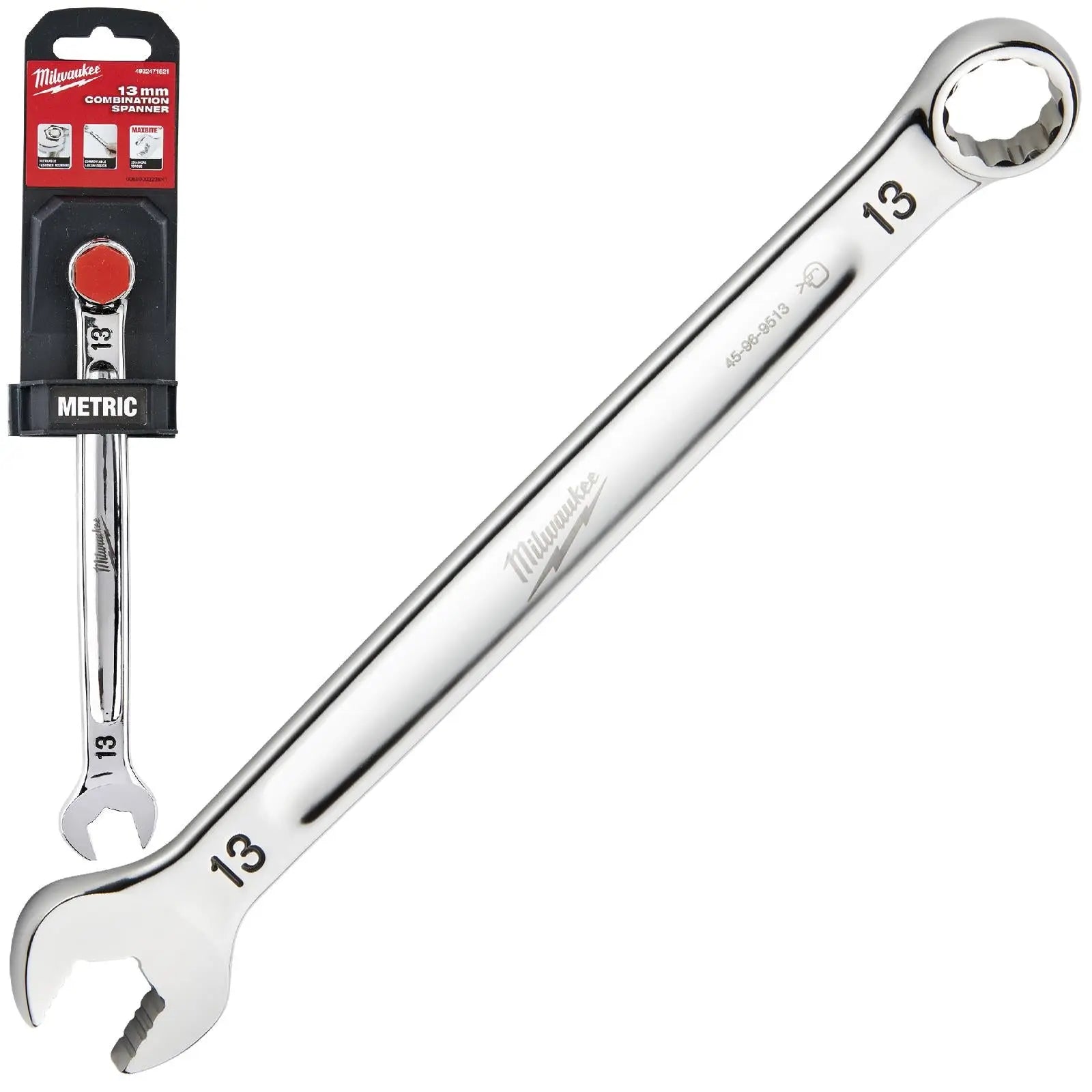 Milwaukee Combination Spanner MAX BITE Open End Ring Spanners - Choose Size  White Rose Tools