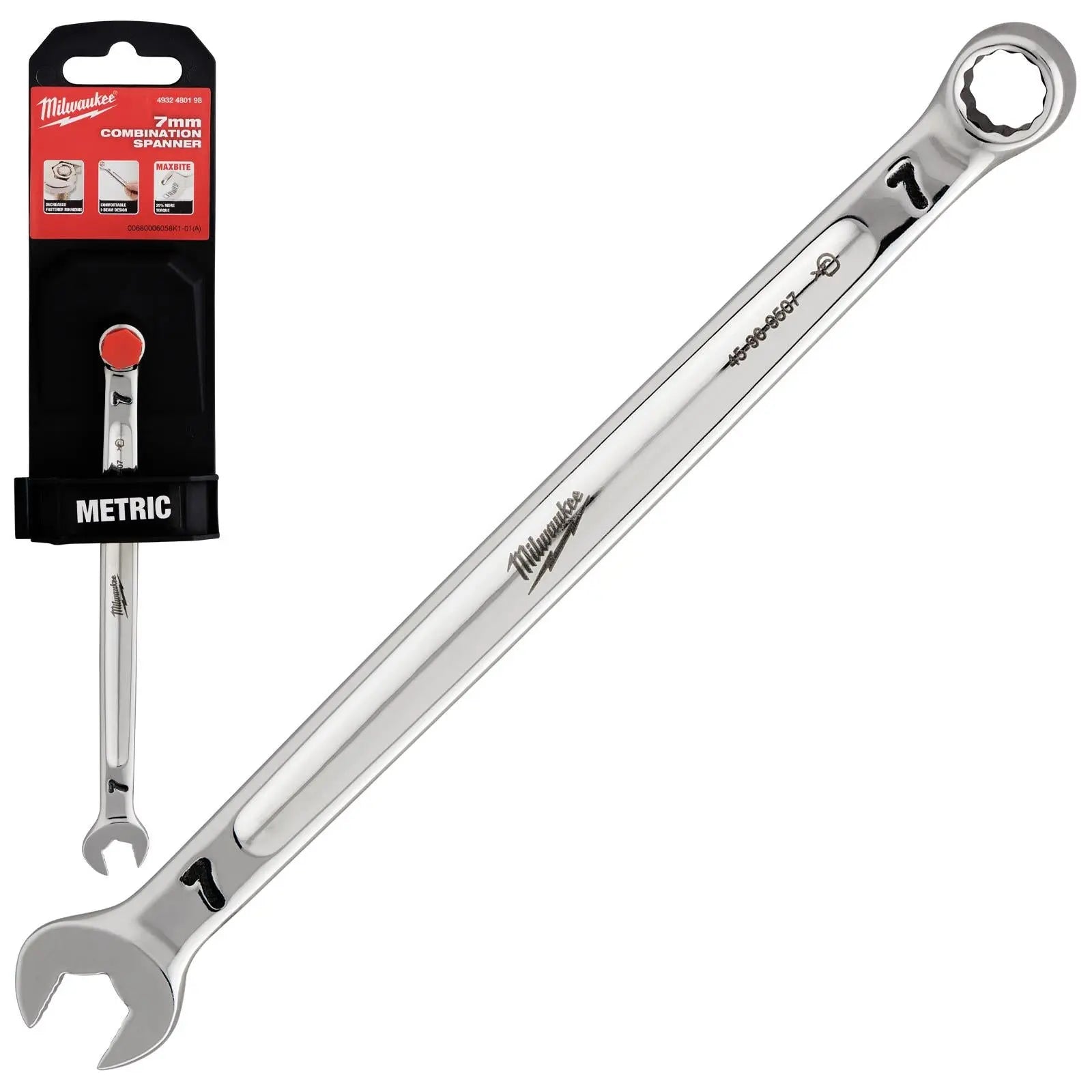 Milwaukee Combination Spanner MAX BITE Open End Ring Spanners - Choose Size  White Rose Tools