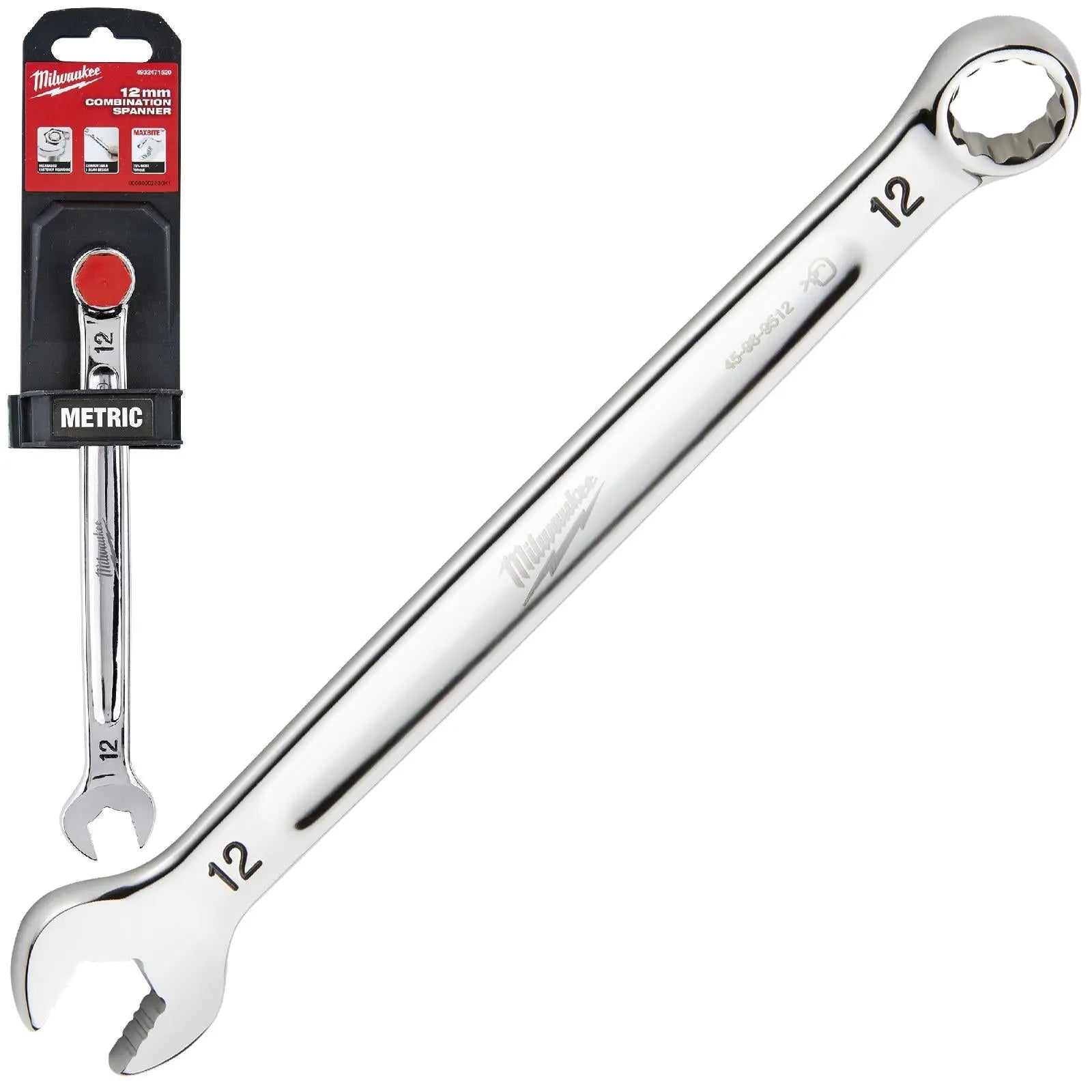 Milwaukee Combination Spanner MAX BITE Open End Ring Spanners - Choose Size  White Rose Tools