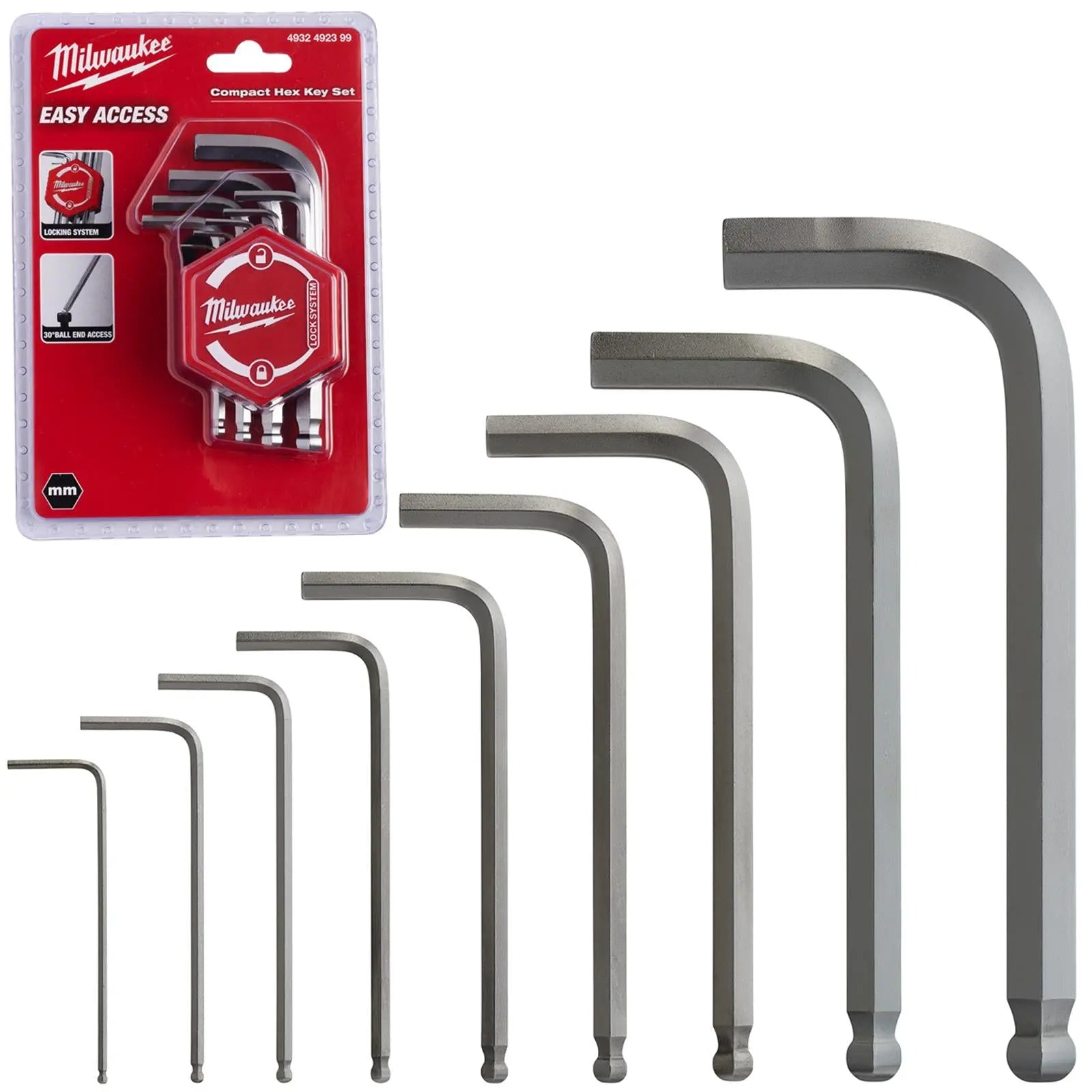 Milwaukee Compact Hex Key Set 9 Piece 1.5-10mm  White Rose Tools