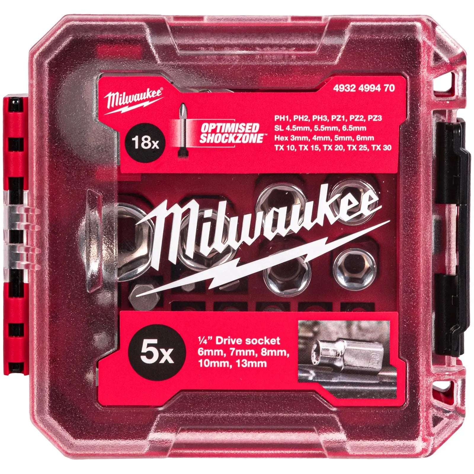 Milwaukee Compact Ratchet Set 1/4" Drive in Packout Compatible Box 25 Piece  White Rose Tools