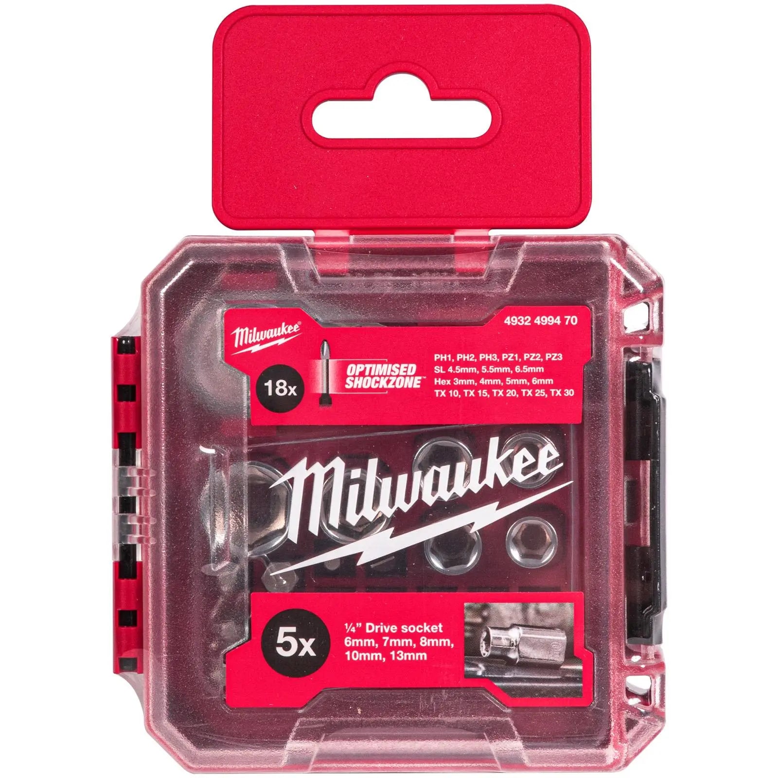 Milwaukee Compact Ratchet Set 1/4" Drive in Packout Compatible Box 25 Piece  White Rose Tools