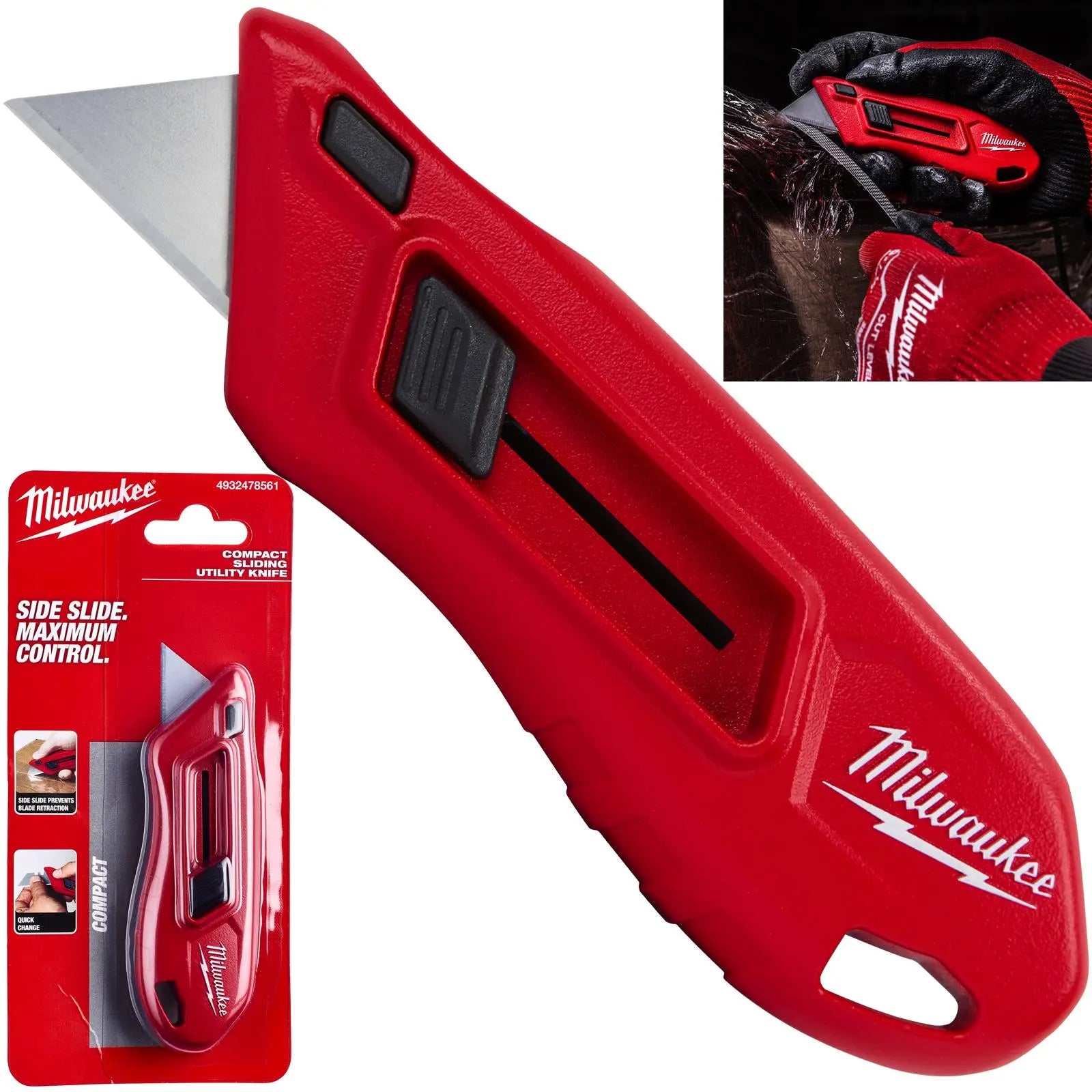 Milwaukee Compact Sliding Retractable Utility Knife Cutting Blade 