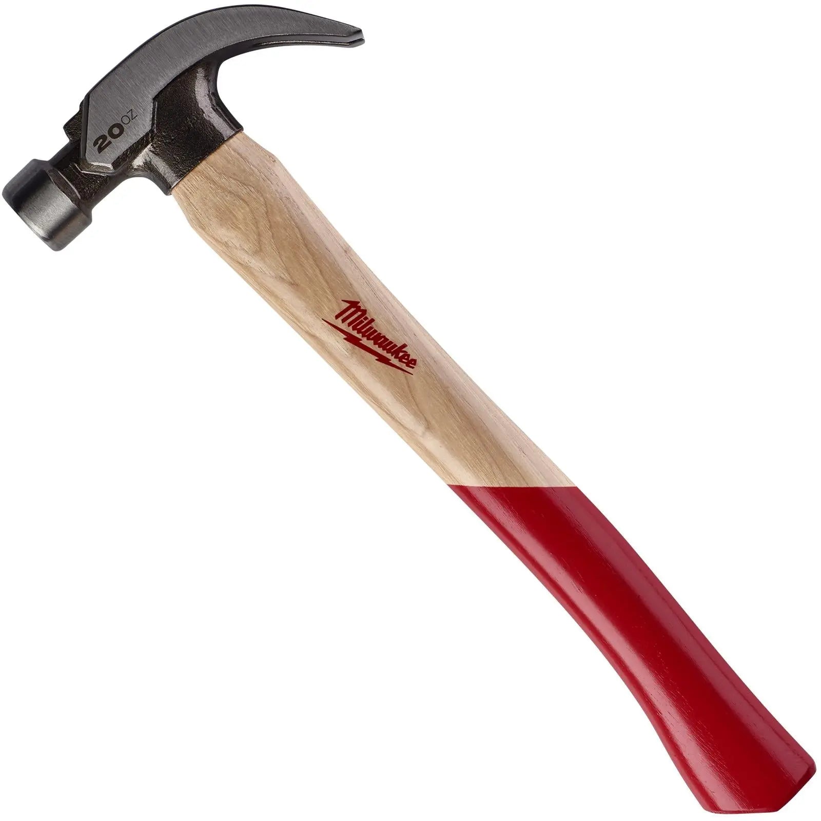 Milwaukee Curved Claw Hammer 20oz 570g with Hickory Wooden Shaft 