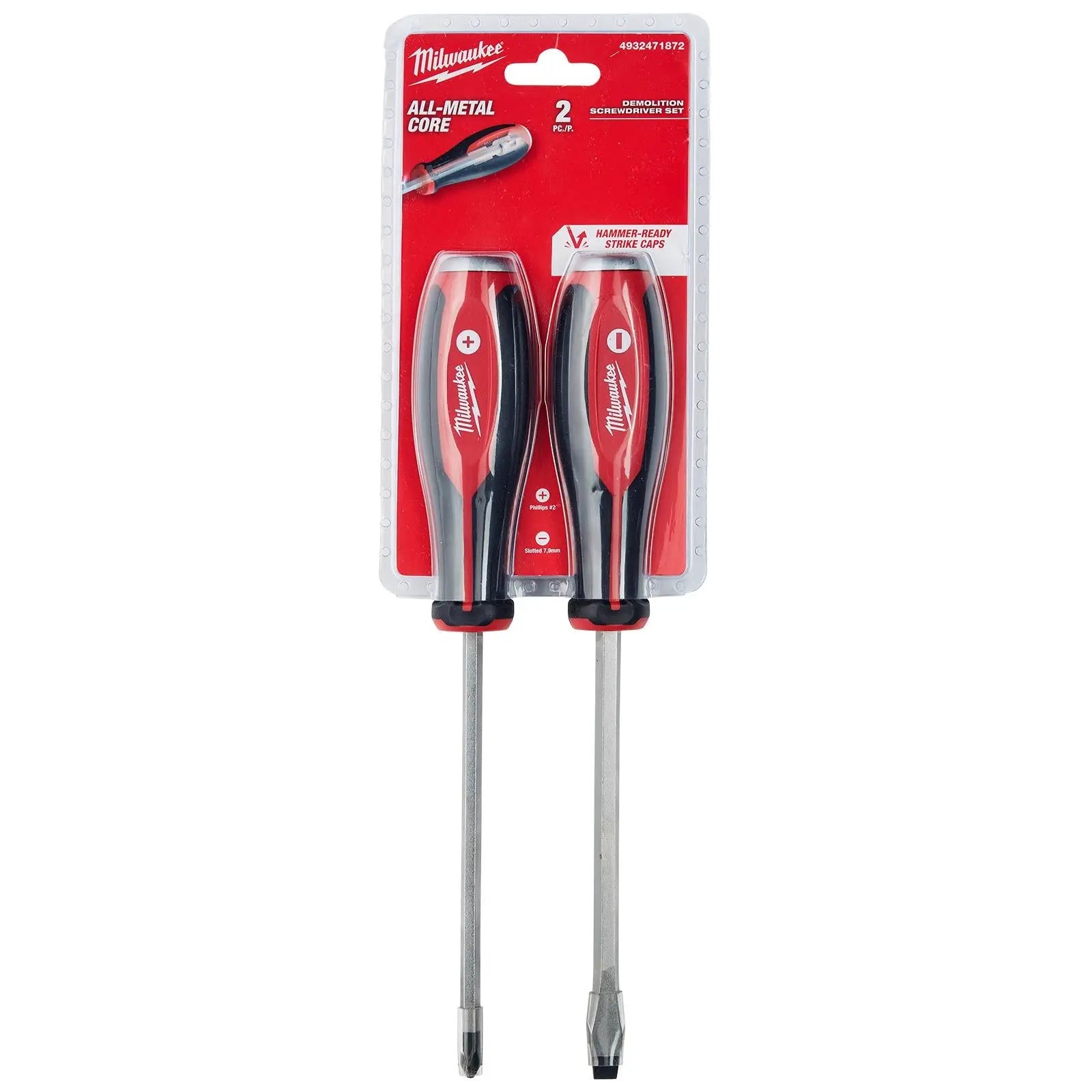 Milwaukee Demolition Screwdriver Set Tri-lobe 2 Piece Hammer Thru Striking Cap 