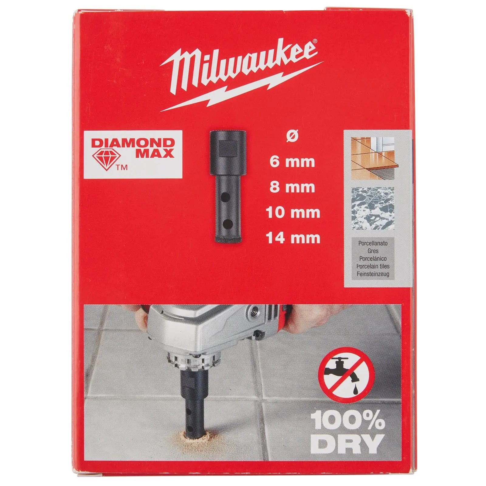 Milwaukee Diamond Drill Bit Set DIAMOND MAX M14 4 Piece Kit 6-14mm 