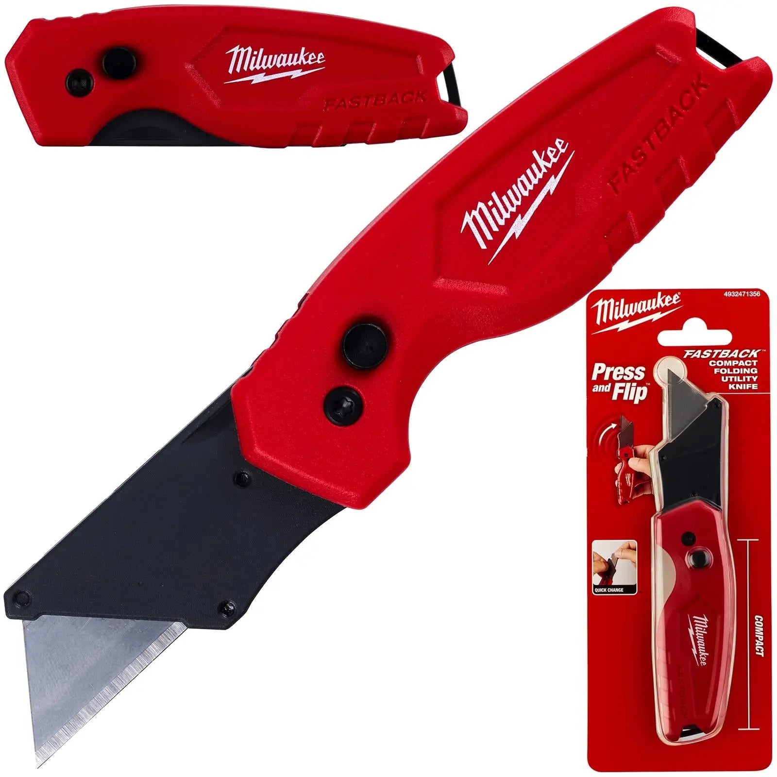 Milwaukee FASTBACK Compact Flip Utility Knife Cutter Cutting Blade 