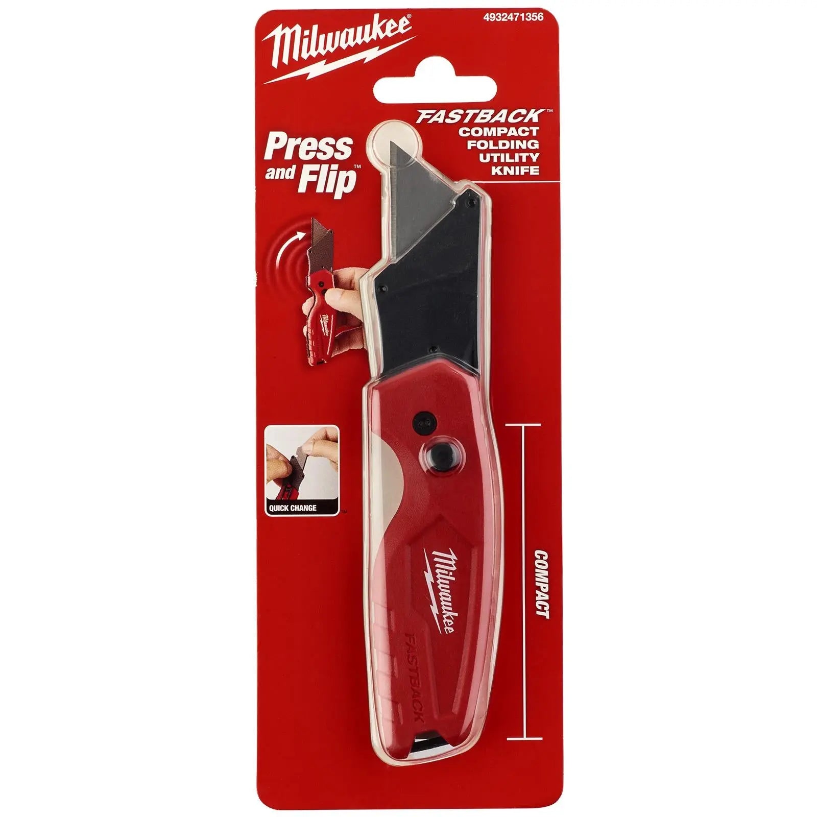 Milwaukee FASTBACK Compact Flip Utility Knife Cutter Cutting Blade 