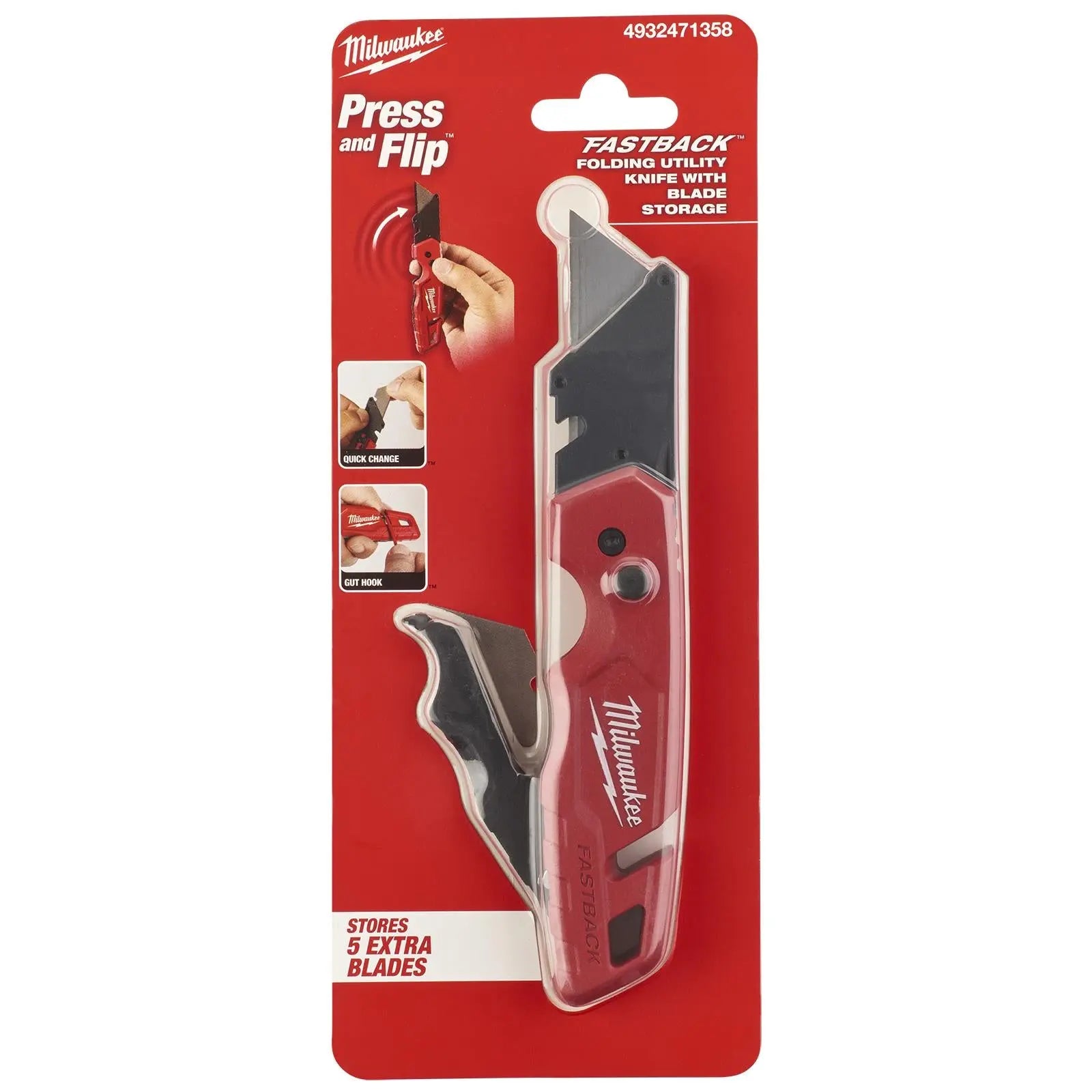Milwaukee FASTBACK Flip Utility Knife with Blade Storage 
