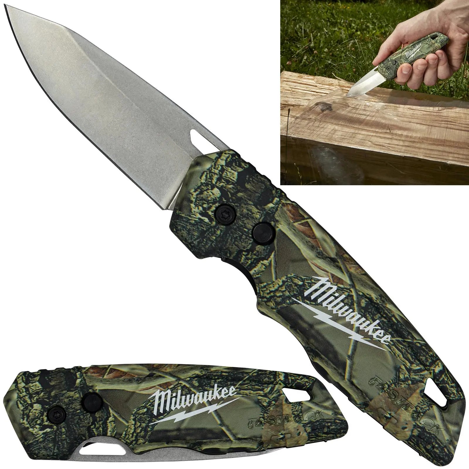 Milwaukee FASTBACK Folding Knife Camo  White Rose Tools