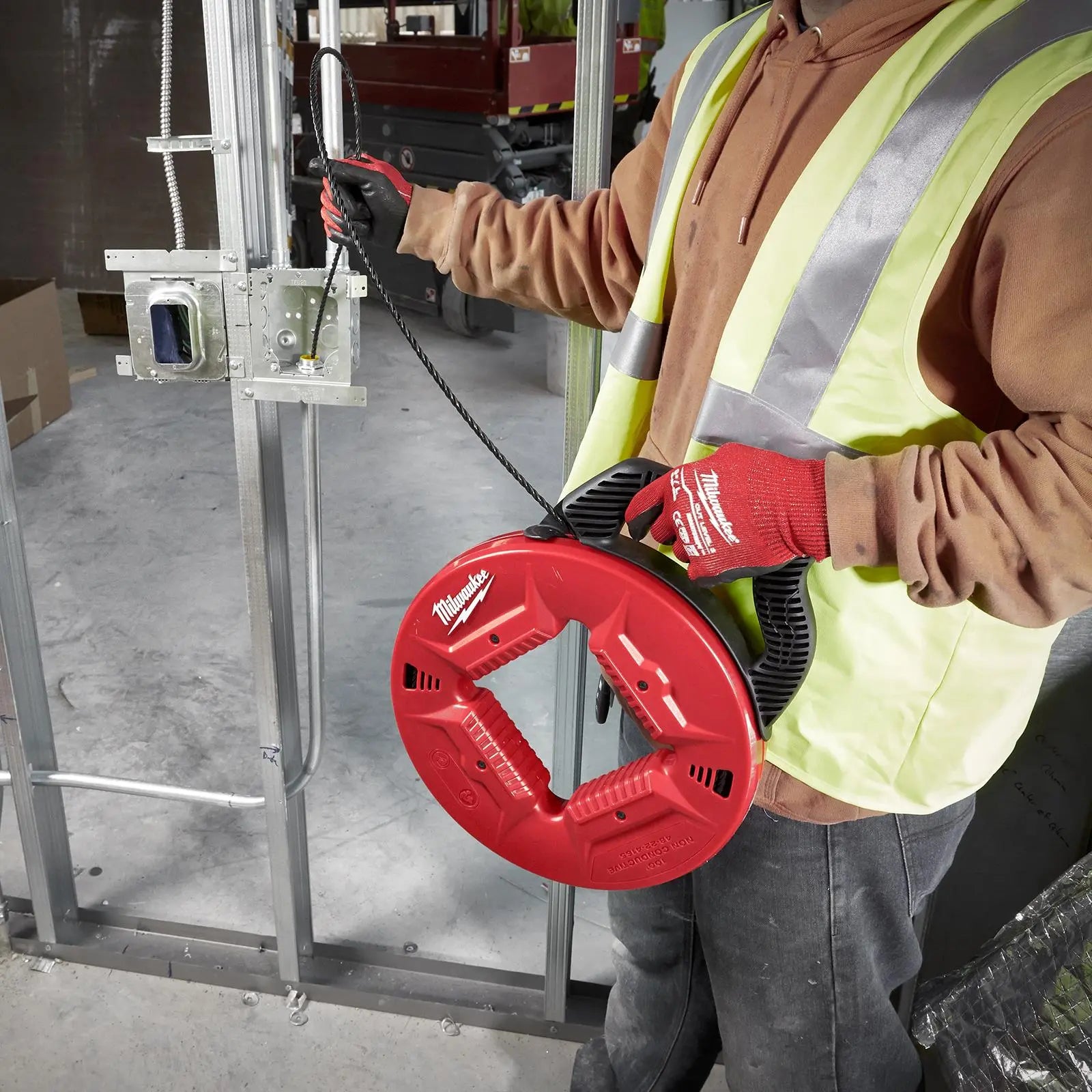 Milwaukee Fish Tape Polyester Non-Conductive 15m Cable Management Draw Wire Pulling Electrician 