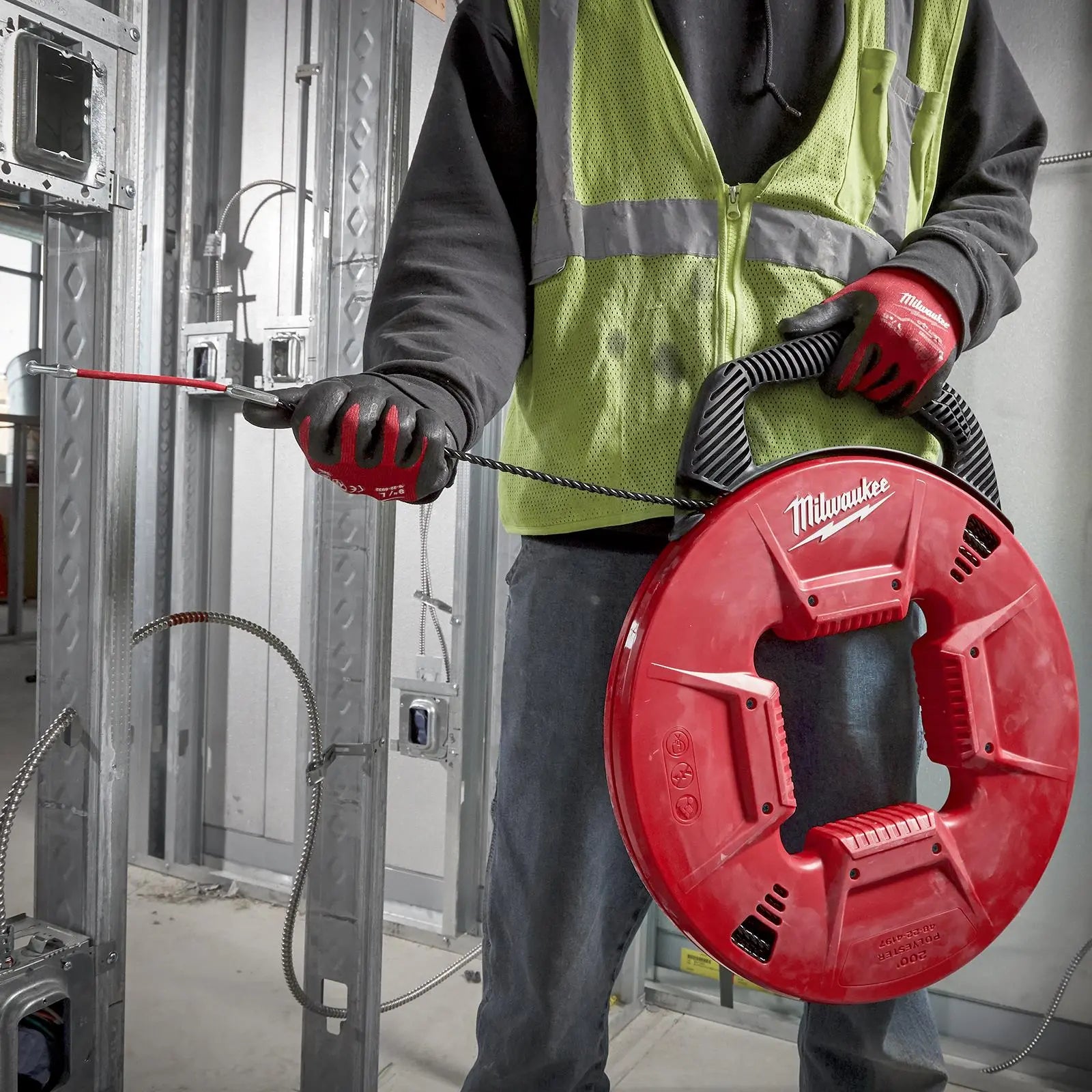 Milwaukee Fish Tape Polyester Non-Conductive 30m Cable Management Draw Wire Pulling Electrician 