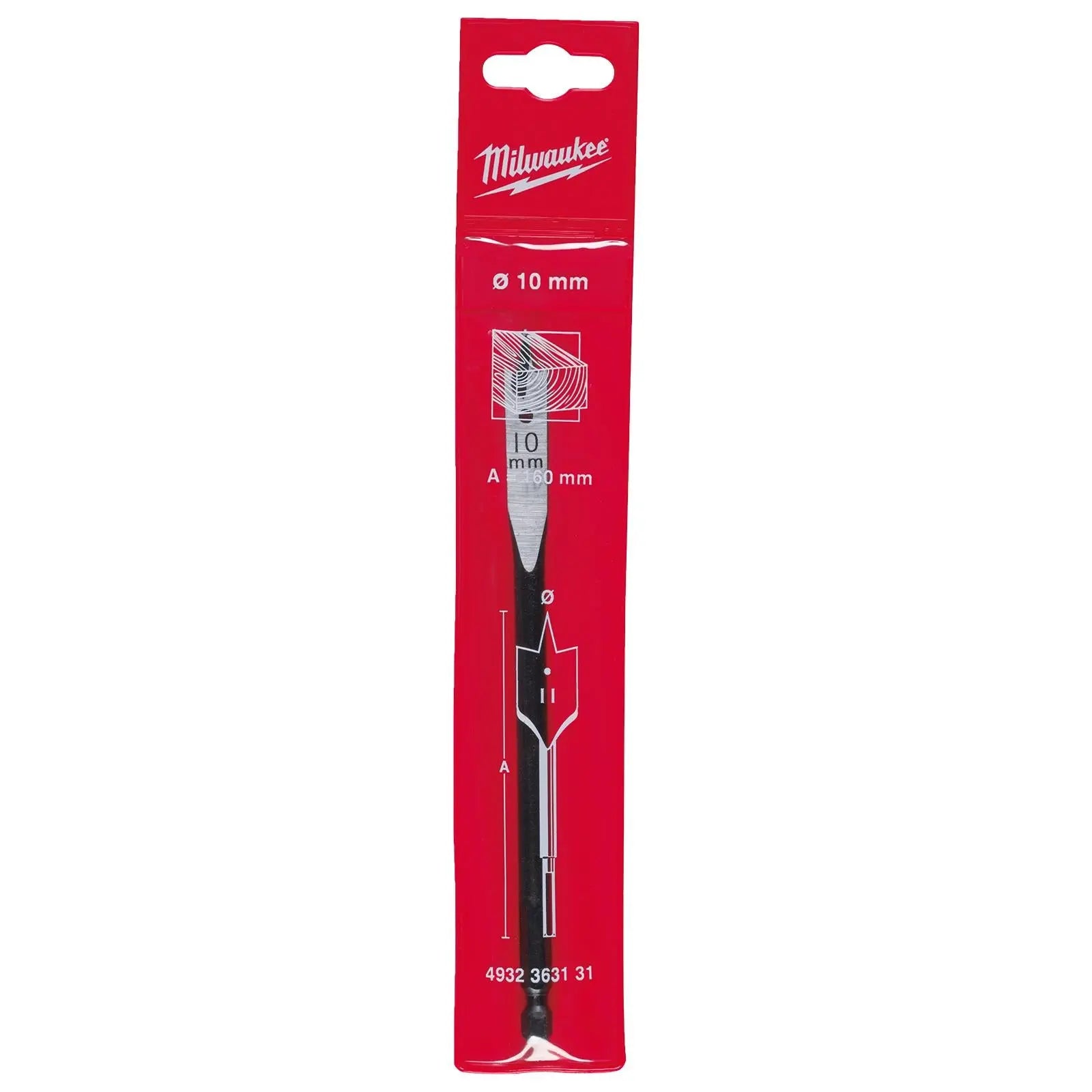 Milwaukee Flat Wood Boring Drill Bits 152mm Length 1/4" Hex Shank 