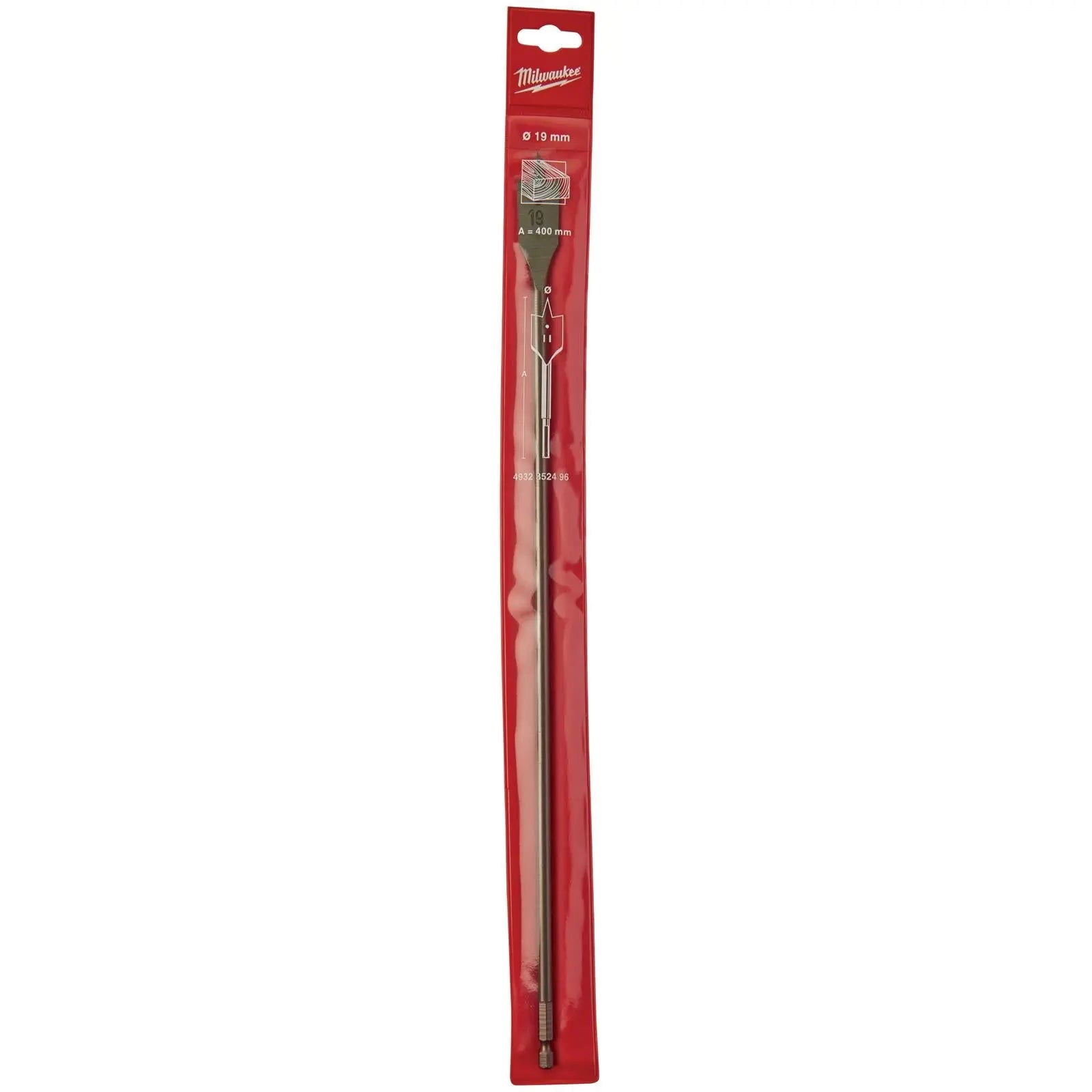 Milwaukee Flat Wood Boring Drill Bits 400mm Length 1/4" Hex Shank 