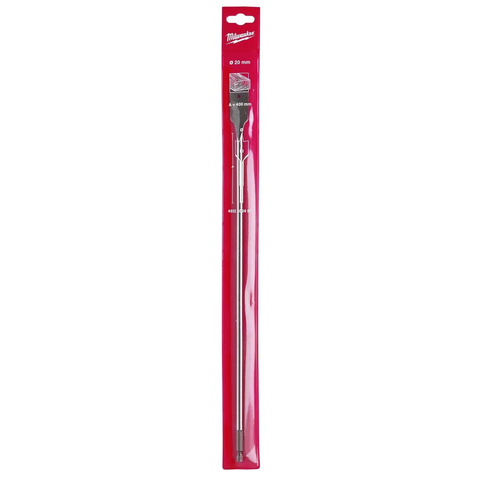 Milwaukee Flat Wood Boring Drill Bits 400mm Length 1/4" Hex Shank 