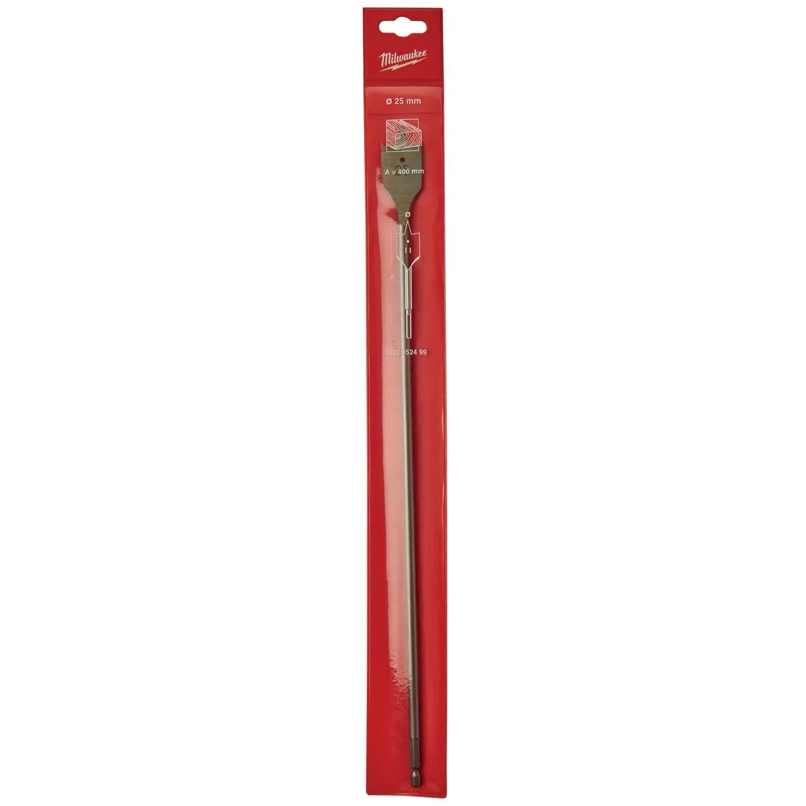 Milwaukee Flat Wood Boring Drill Bits 400mm Length 1/4" Hex Shank 