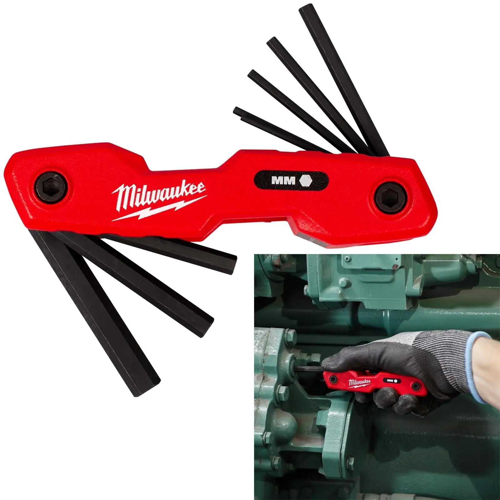 Milwaukee Folding Hex Key Set 8 Piece Metric 1.5-8mm  White Rose Tools