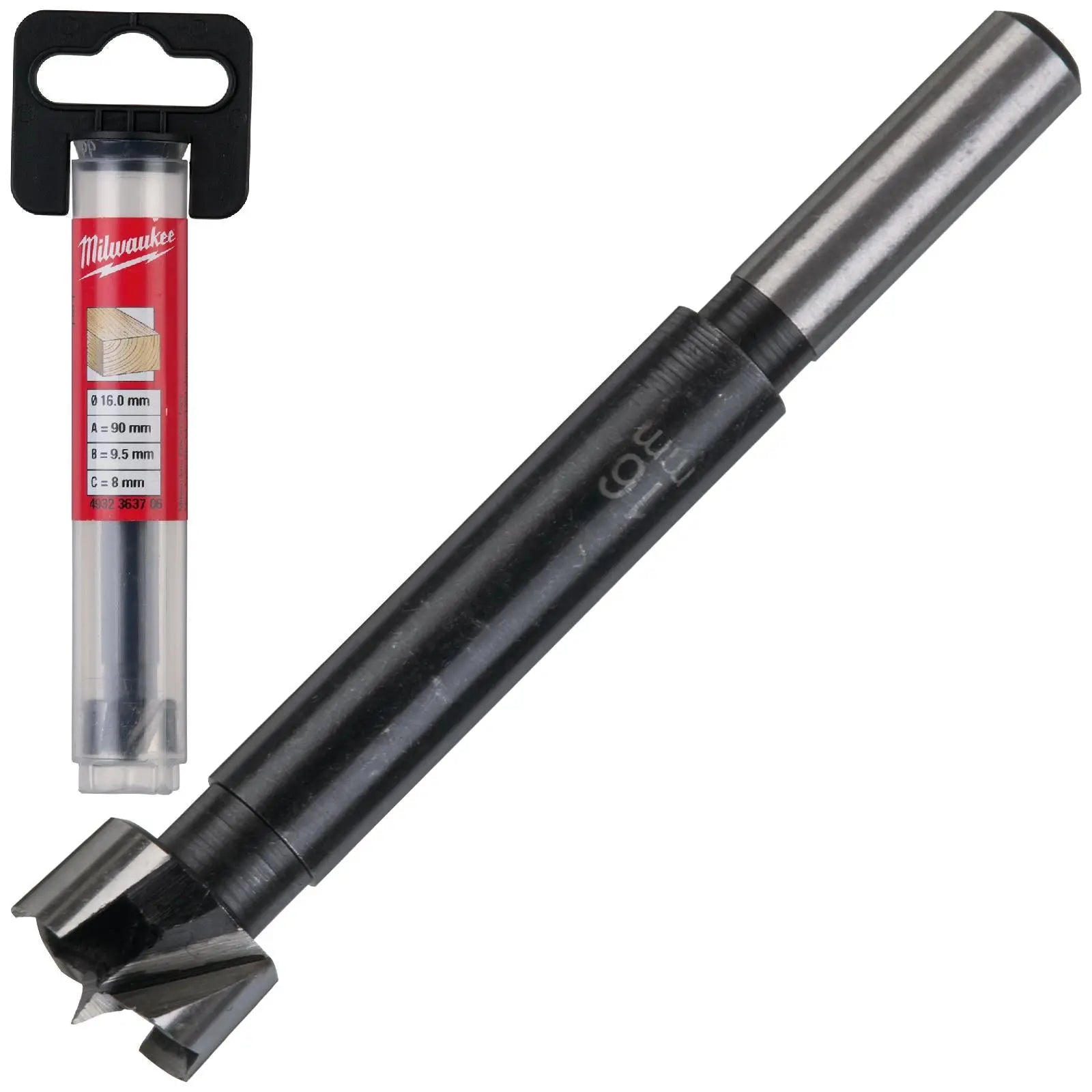 Milwaukee Forstner Wood Drill Bits 9.5mm Round Shank 90mm Long 50mm Working Length 