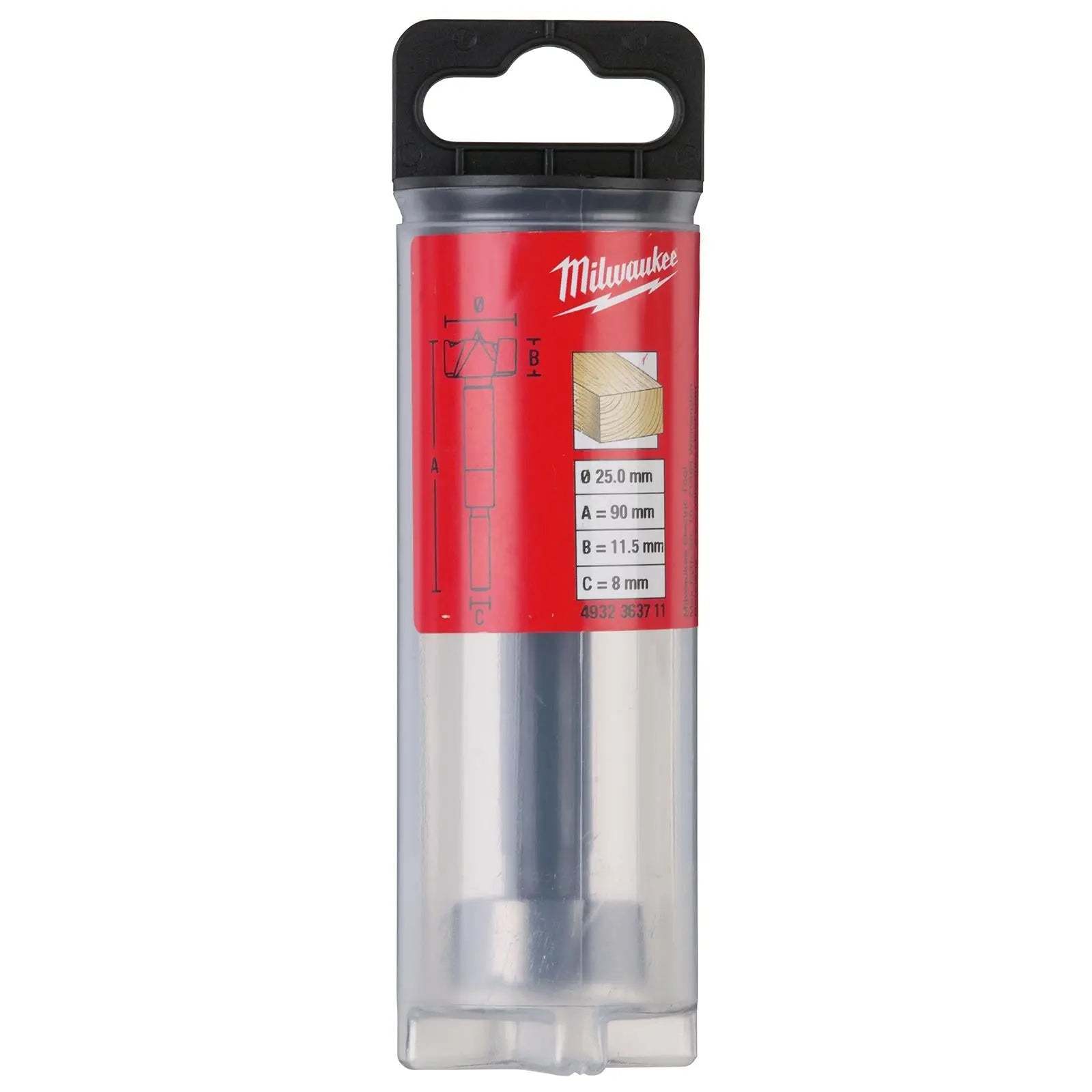 Milwaukee Forstner Wood Drill Bits 9.5mm Round Shank 90mm Long 50mm Working Length 