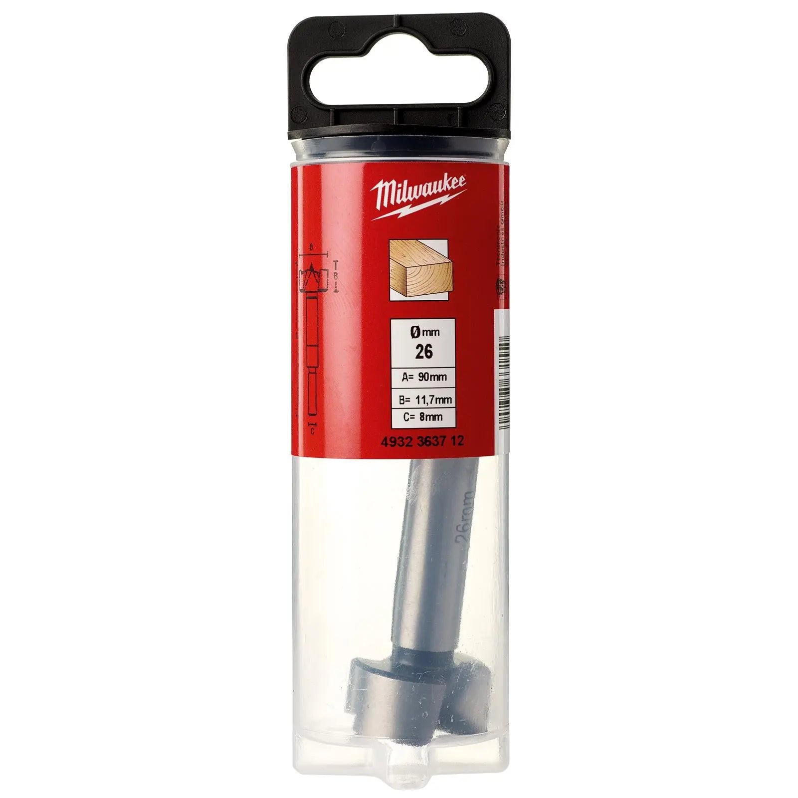 Milwaukee Forstner Wood Drill Bits 9.5mm Round Shank 90mm Long 50mm Working Length 