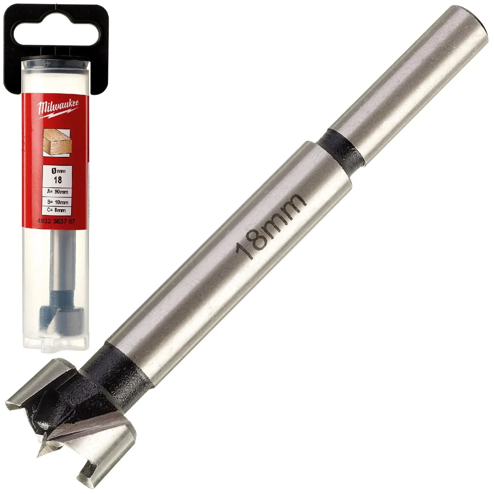 Milwaukee Forstner Wood Drill Bits 9.5mm Round Shank 90mm Long 50mm Working Length 