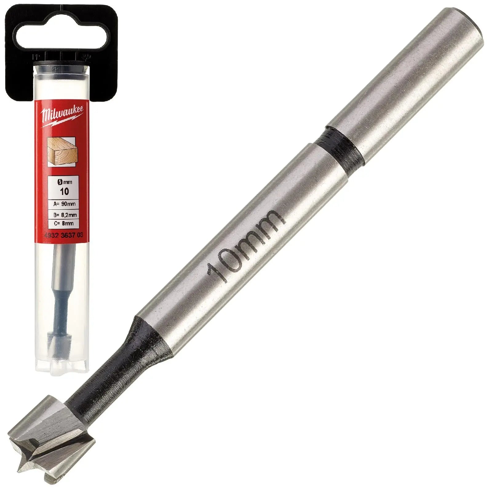 Milwaukee Forstner Wood Drill Bits 9.5mm Round Shank 90mm Long 50mm Working Length 
