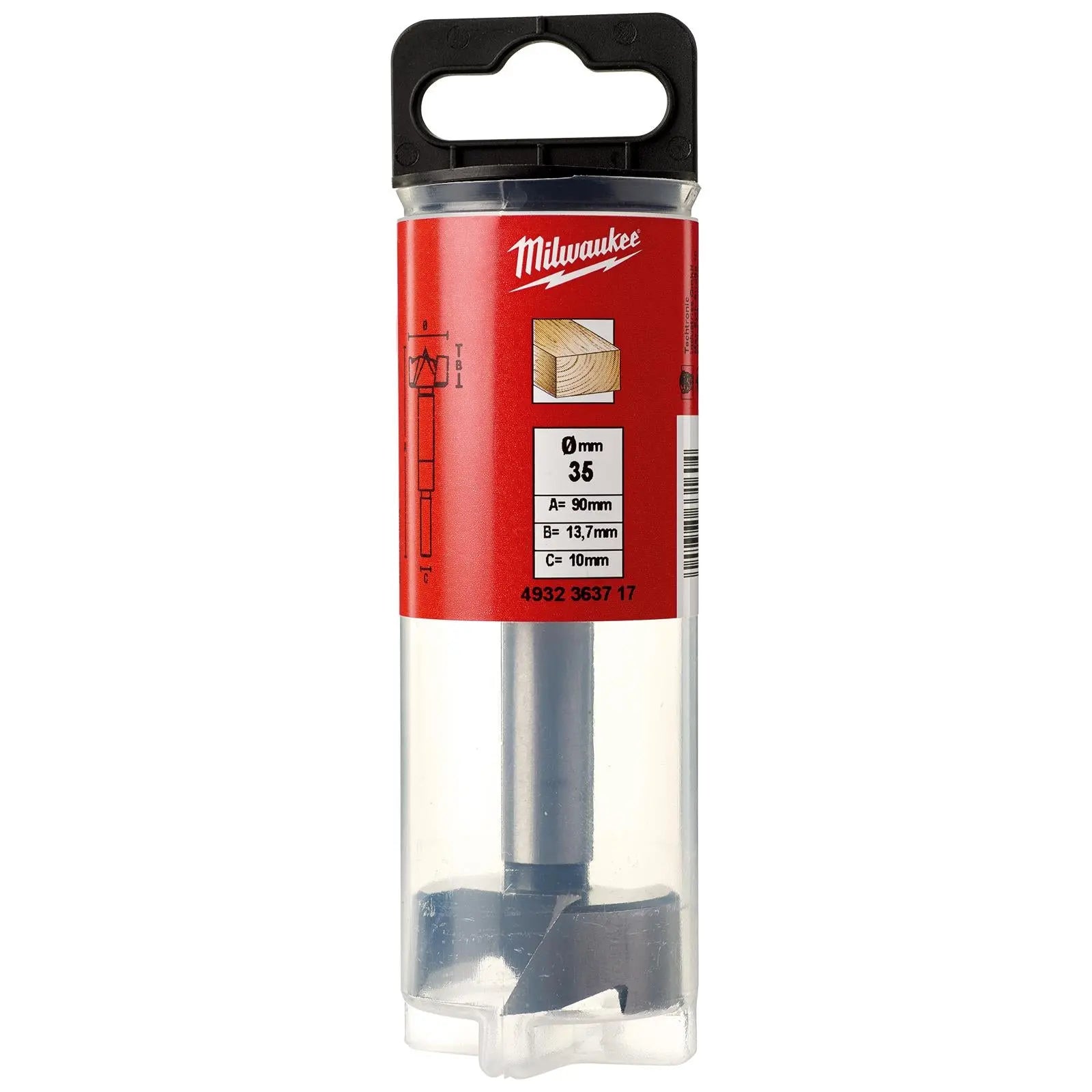 Milwaukee Forstner Wood Drill Bits 9.5mm Round Shank 90mm Long 50mm Working Length 