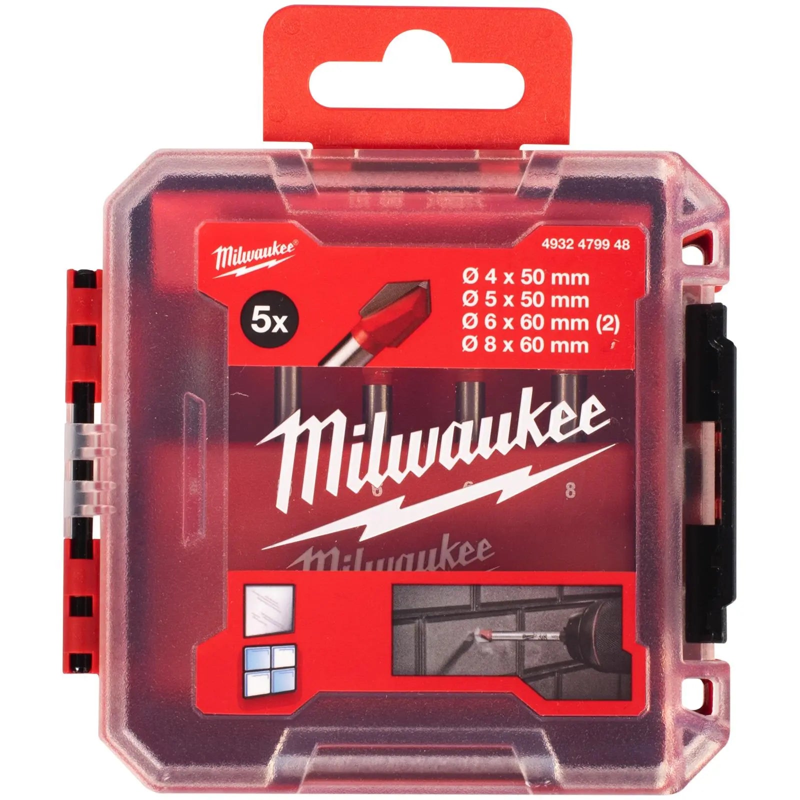 Milwaukee Glass and Tile Drill Bit Set 5 Piece in PACKOUT Compatible Case  White Rose Tools