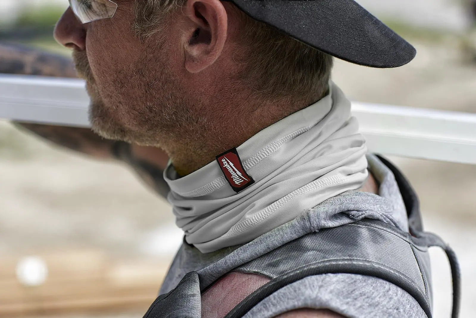 Milwaukee Grey Performance Neck Gaiter and Face Mask  White Rose Tools