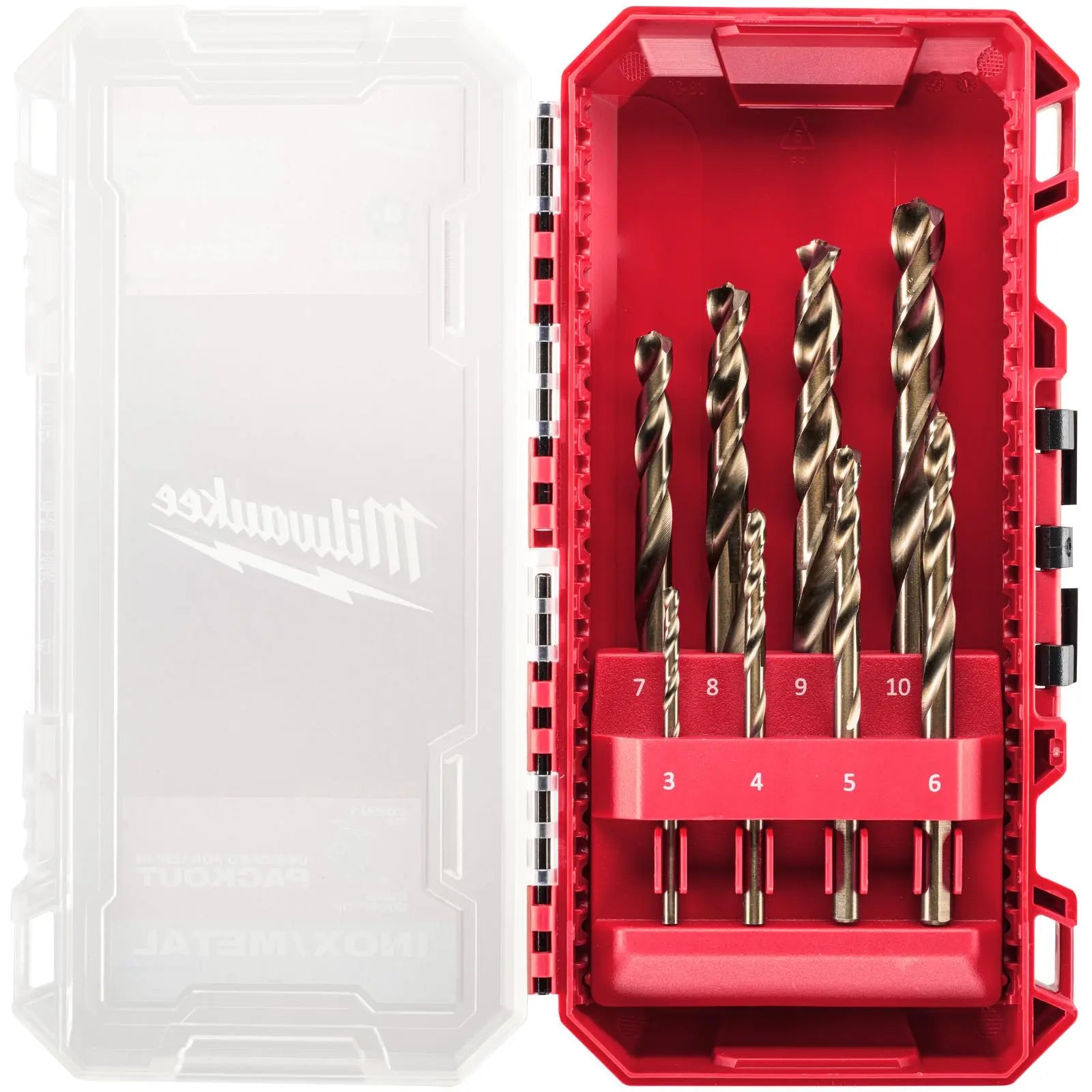 Milwaukee HSS Cobalt Metal Drill Bit Set PACKOUT Compatible Case 8 Pieces  White Rose Tools