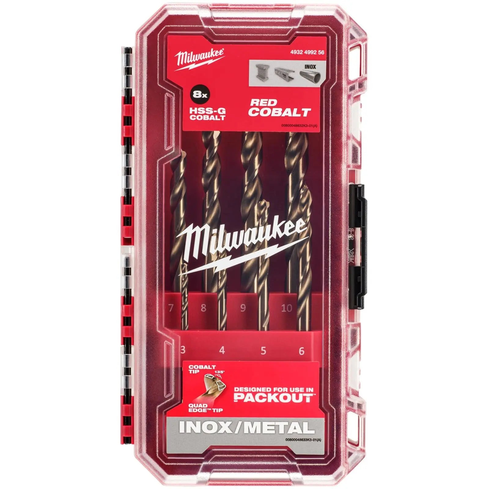 Milwaukee HSS Cobalt Metal Drill Bit Set PACKOUT Compatible Case 8 Pieces  White Rose Tools