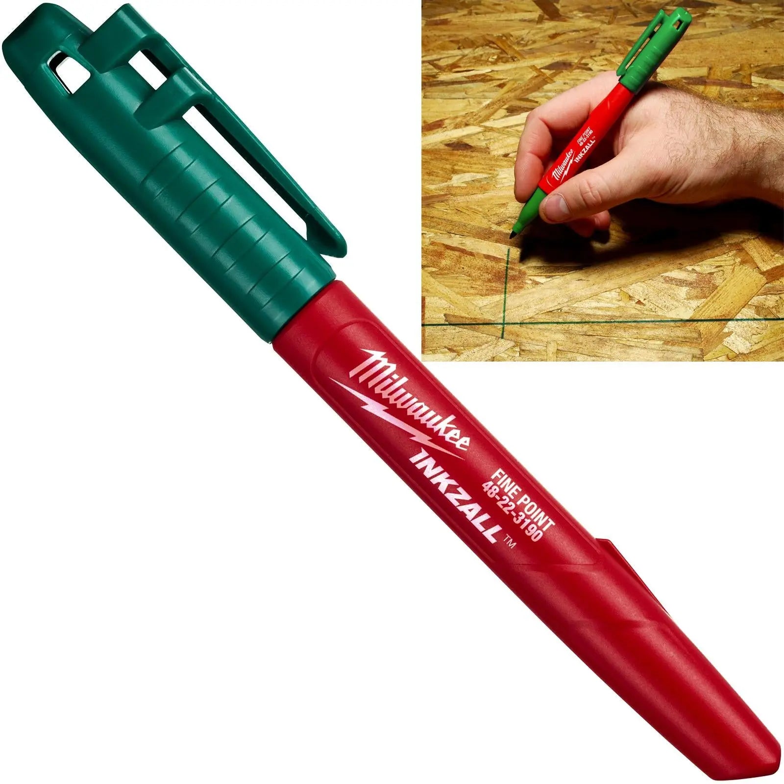 Milwaukee INKZALL Permanent Marker Pen Green 1mm Tip 