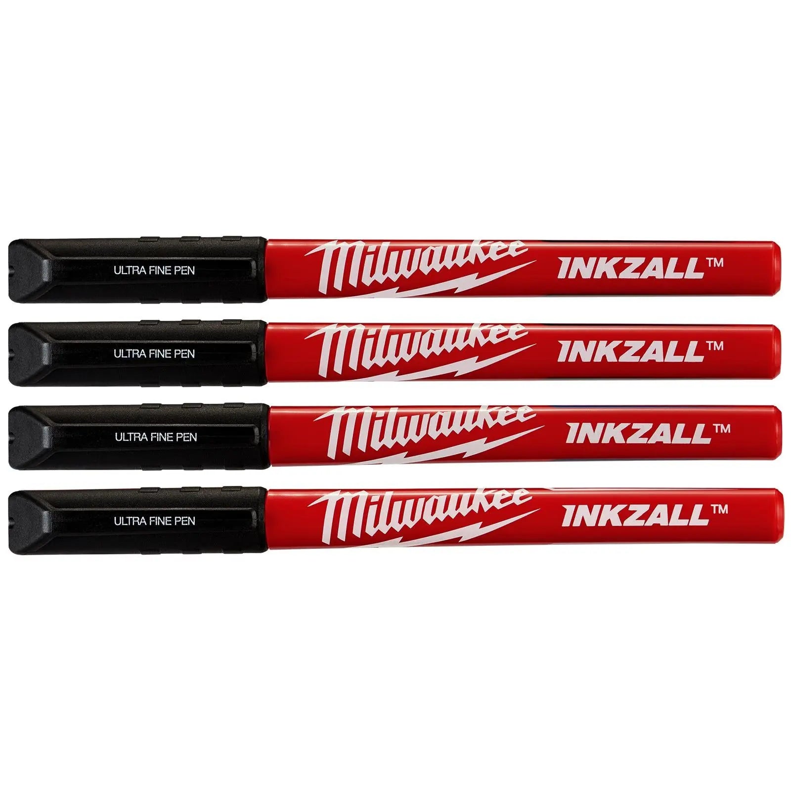 Milwaukee INKZALL Permanent Marker Pens 0.6mm Fine Tip  Black 4 Piece 