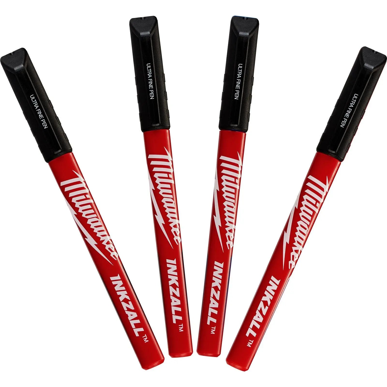 Milwaukee INKZALL Permanent Marker Pens 0.6mm Fine Tip  Black 4 Piece 