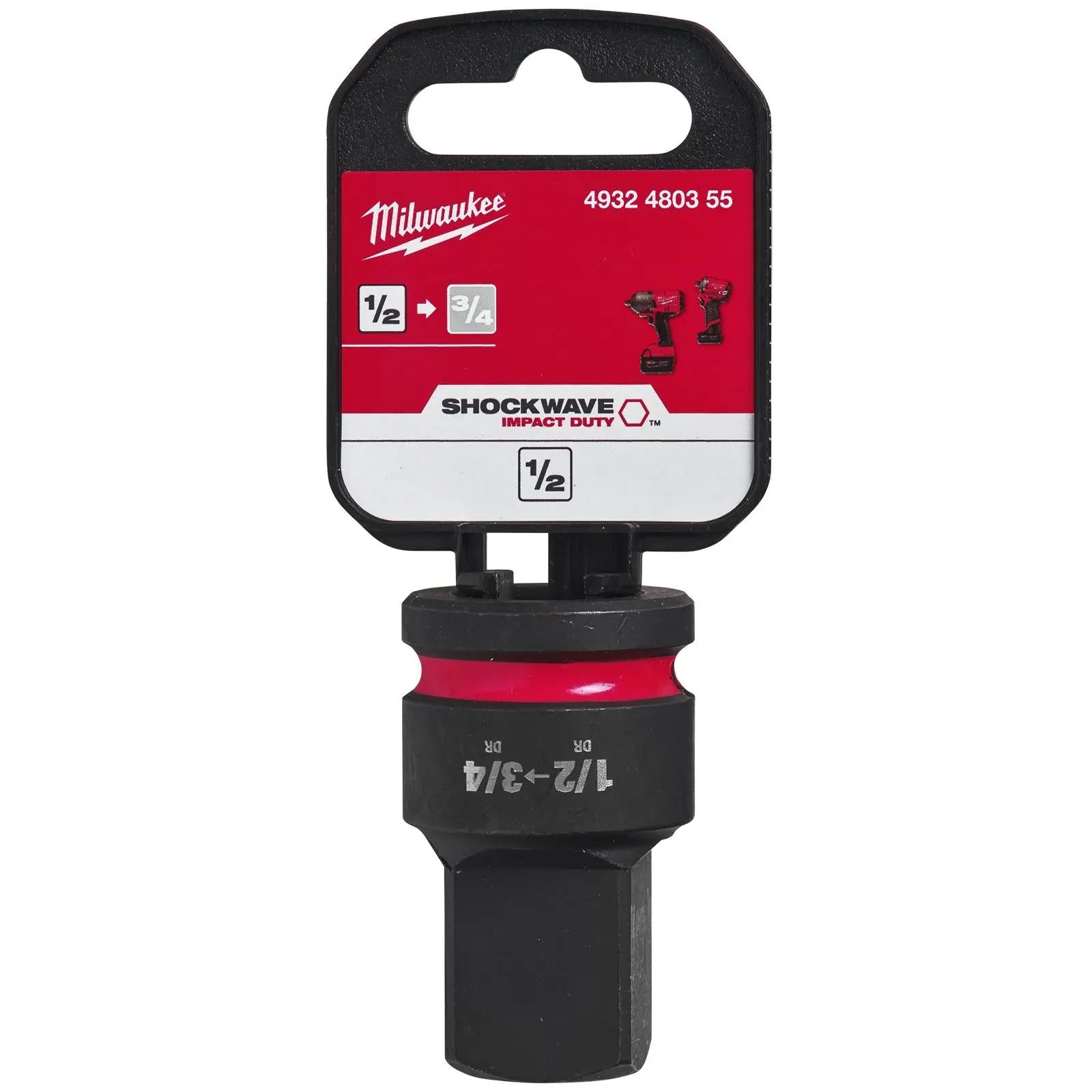 Milwaukee Impact Socket Adaptor 1/2" Drive to 3/4" Drive SHOCKWAVE Impact Duty 