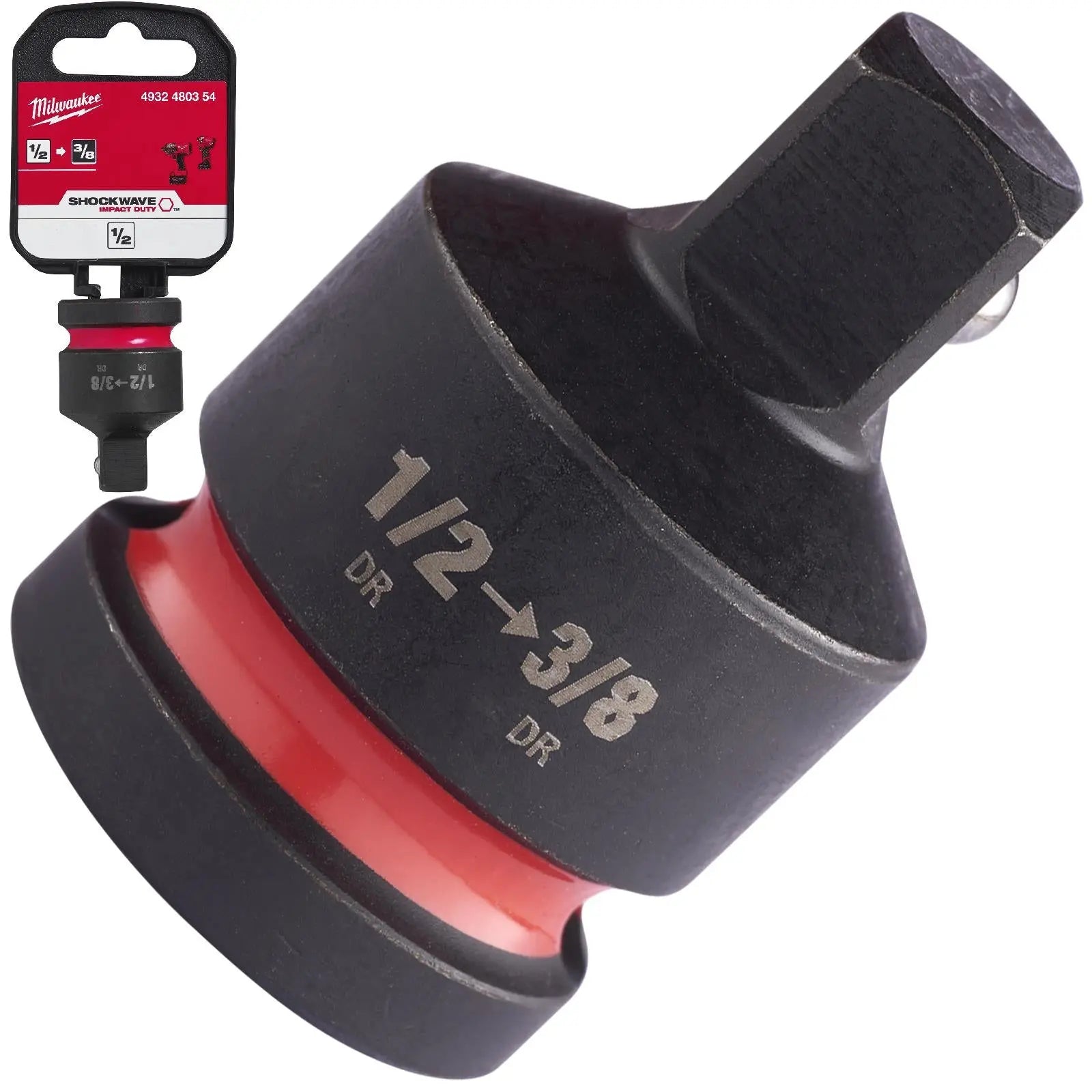 Milwaukee Impact Socket Adaptor 1/2" Drive to 3/8" Drive SHOCKWAVE Impact Duty 